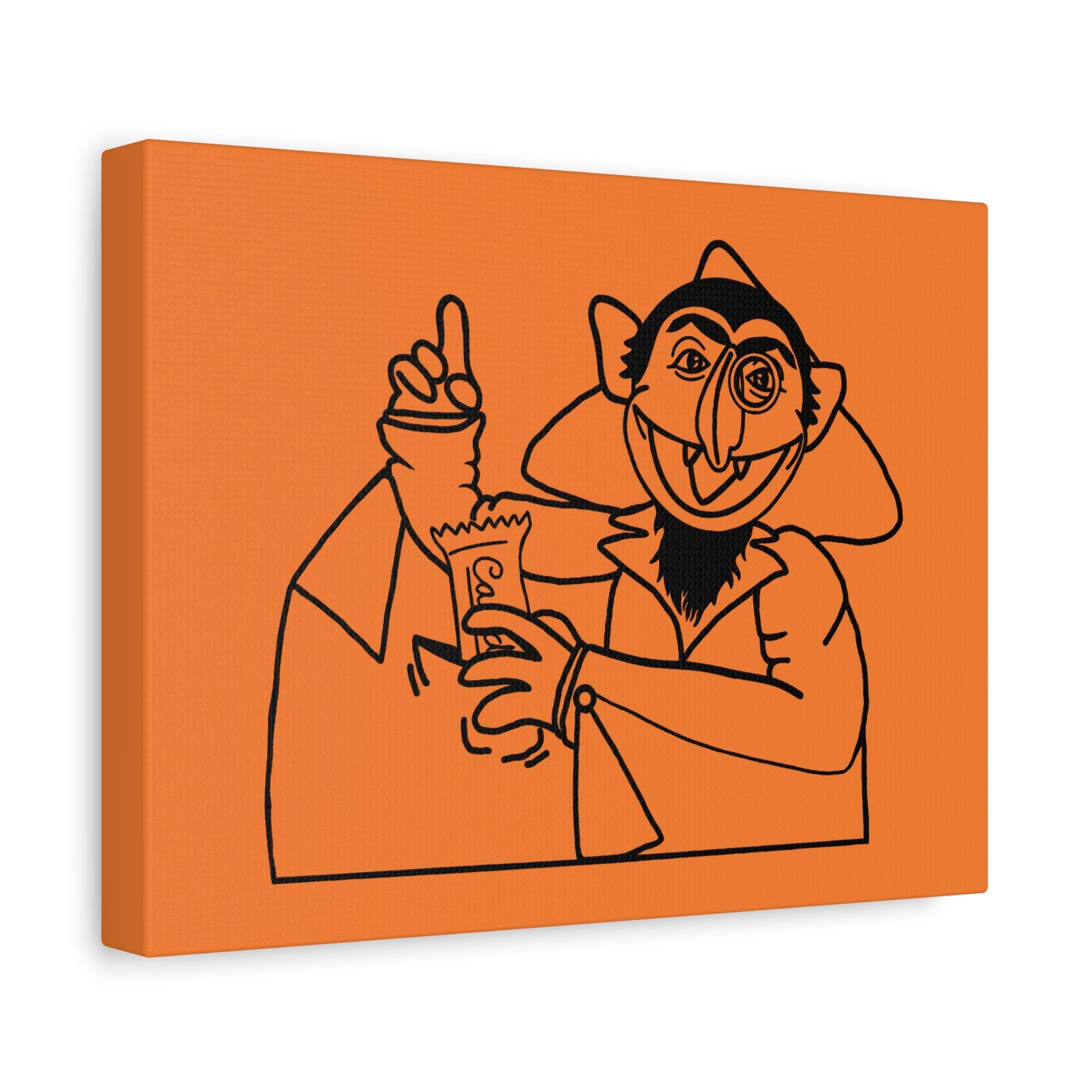 The Count Stealing Candy Outline Canvas Print Light Orange - Sesame Street The Count Parody Art