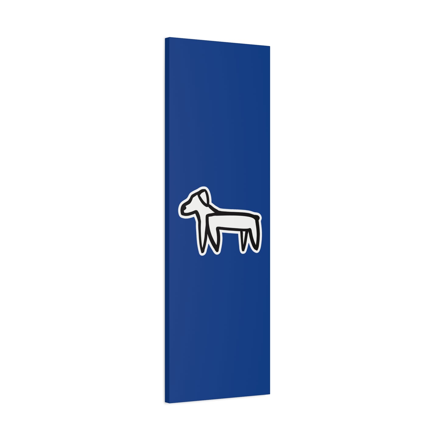 Dog Canvas Print on Blue (Sticker Style White Dog) - Dog Drawing Wall Art