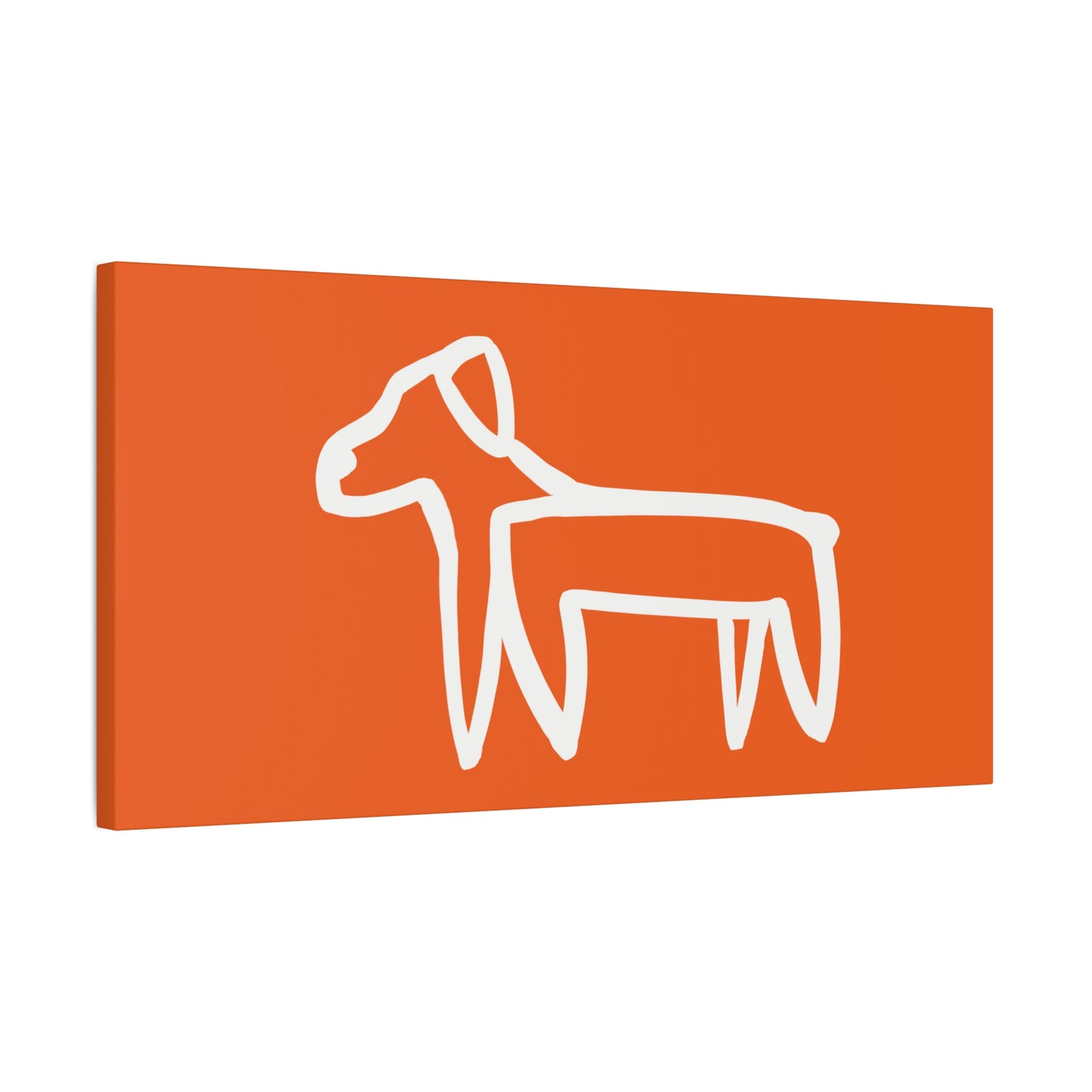 Dog Canvas Print on Orange (Transparent Style White Dog) - Dog Art Print