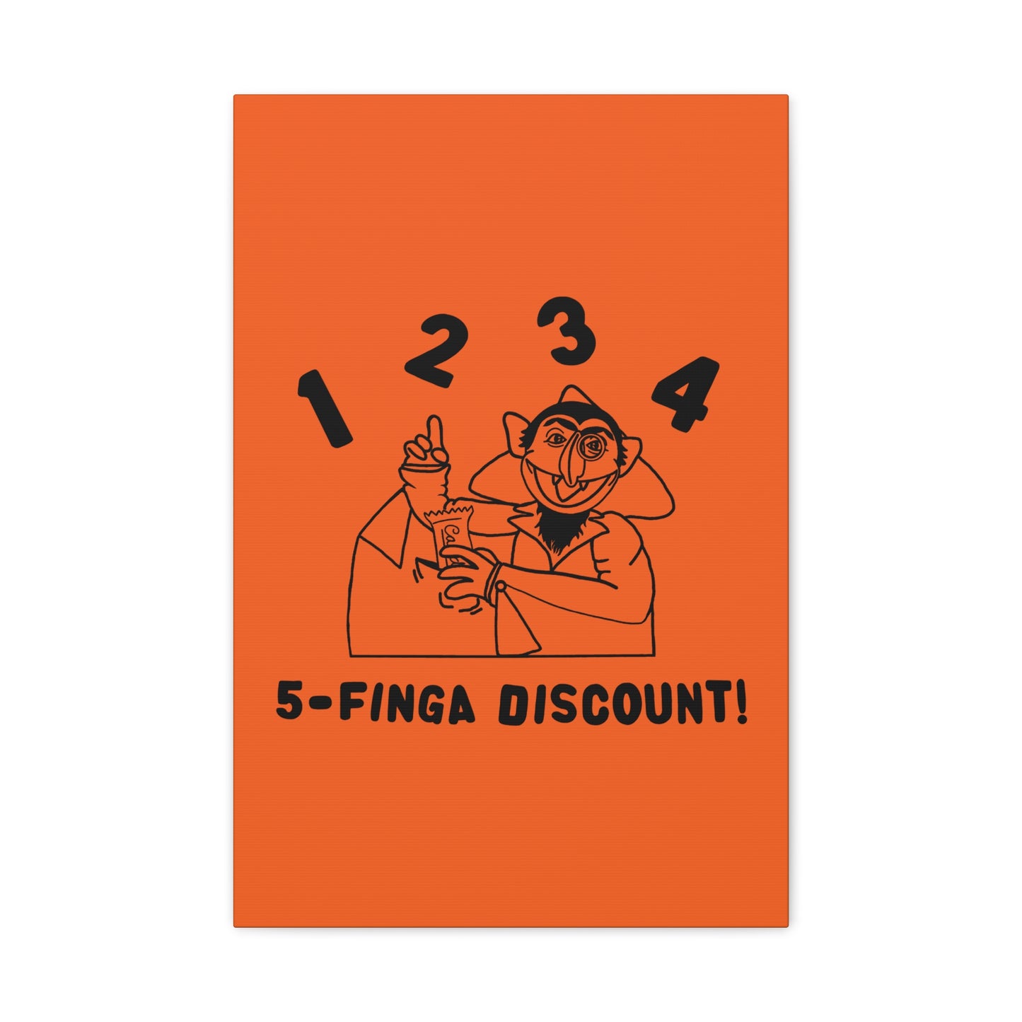 Five Finger Discount Outline Canvas Print Orange - Sesame Street The Count Parody Art Print