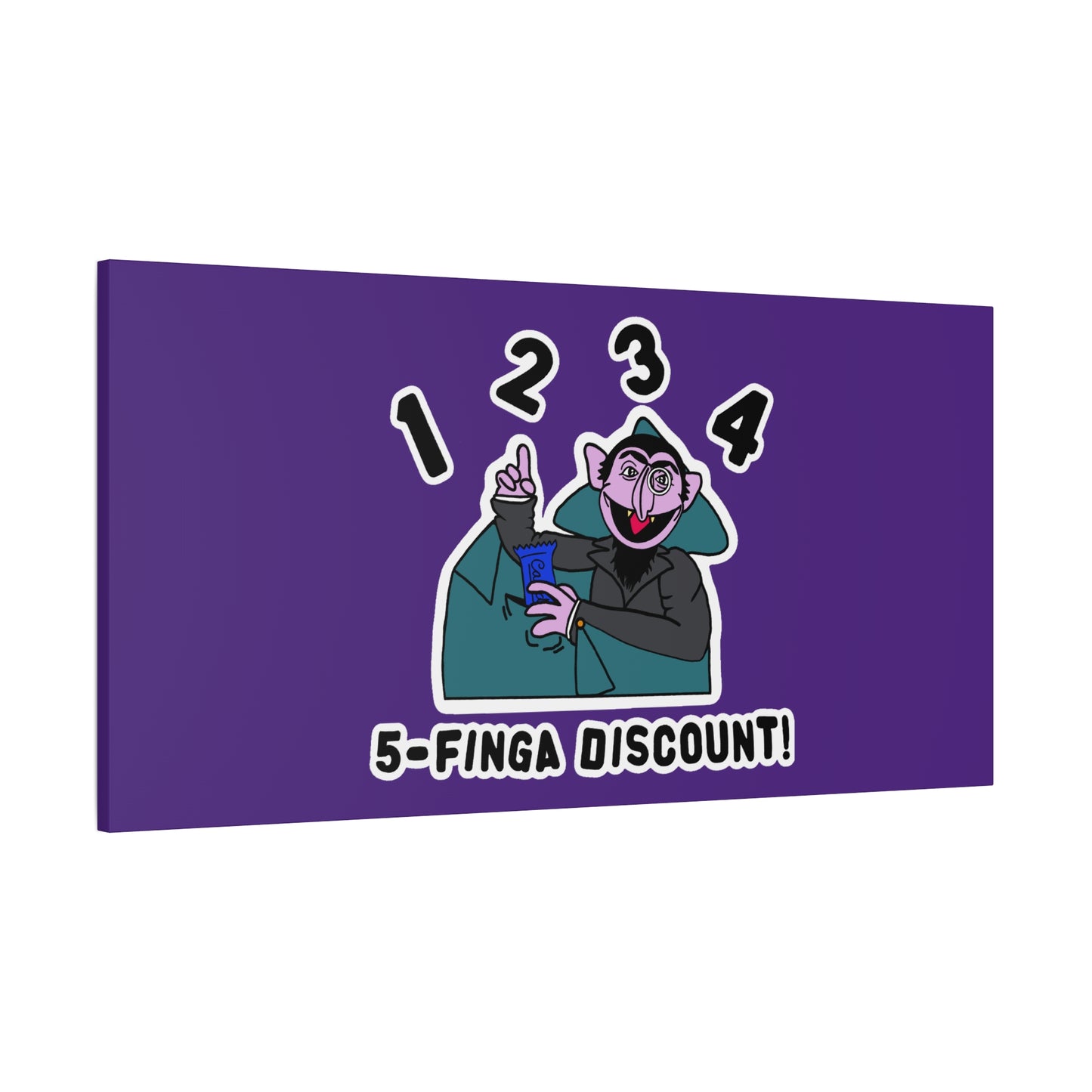 Five Finger Discount Canvas Print Light Purple - Sesame Street The Count Parody Art Print