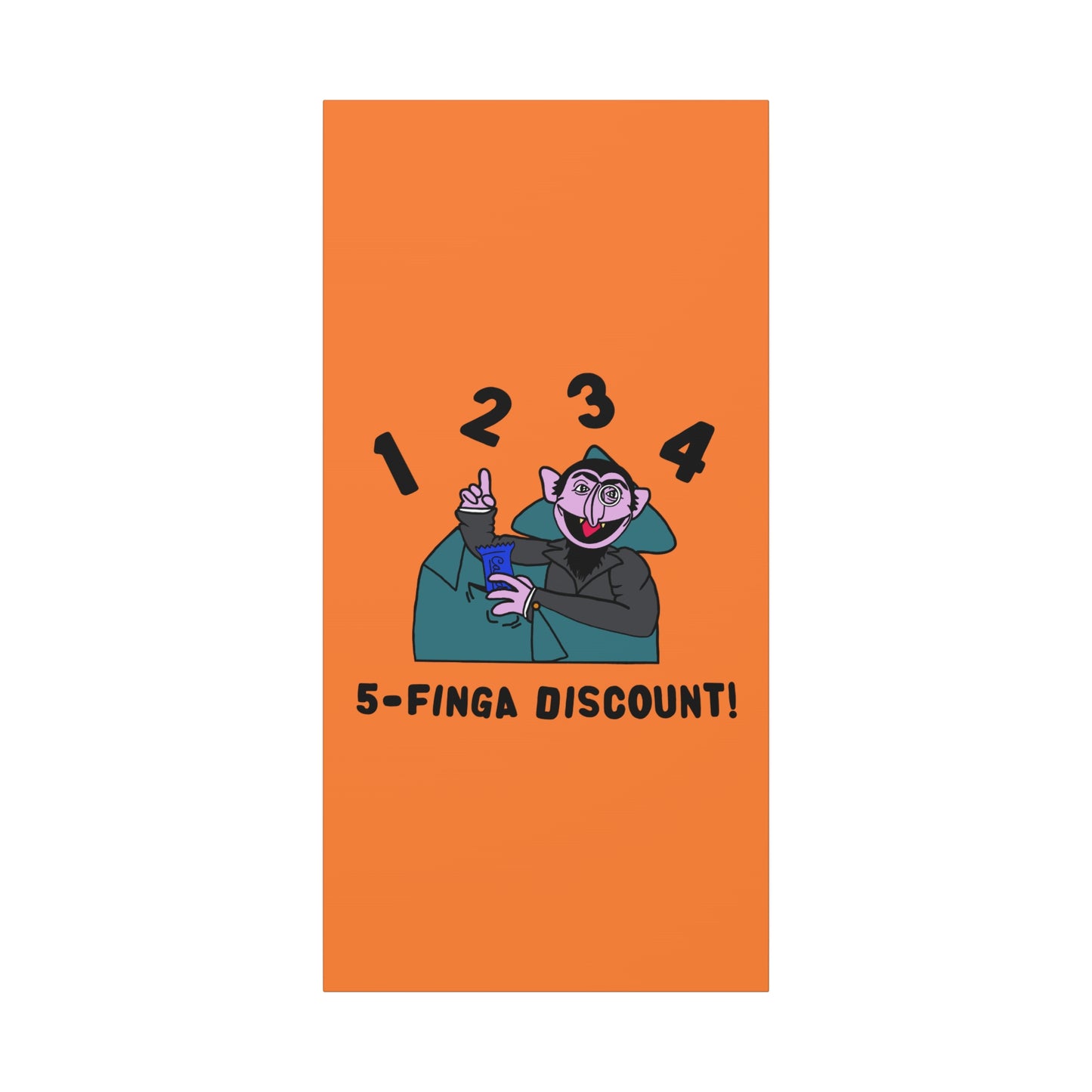Five Finger Discount Canvas Print Light Orange - Sesame Street The Count Parody Art Print