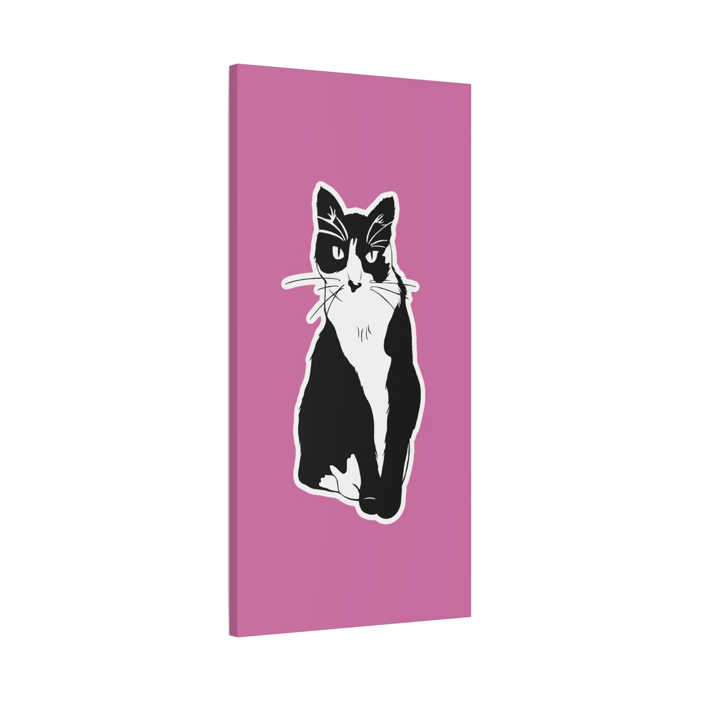 Cat Canvas on Light Pink (Sticker Style Cat) - Cat Drawing Art