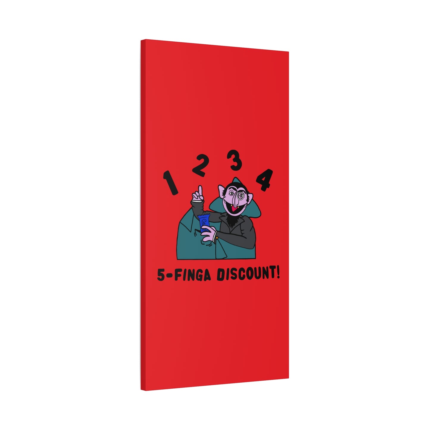 Five Finger Discount Canvas Print Red - Sesame Street The Count Parody Art Print