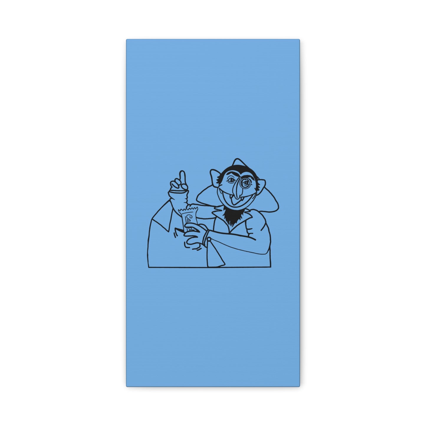 The Count Stealing Candy Outline Canvas Print Light Blue - Sesame Street The Count Parody Art