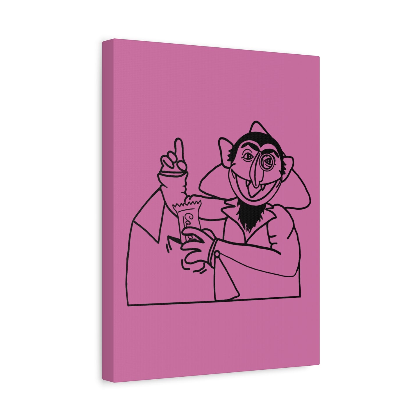 The Count Stealing Candy Outline Canvas Print Light Pink - Sesame Street The Count Parody Art