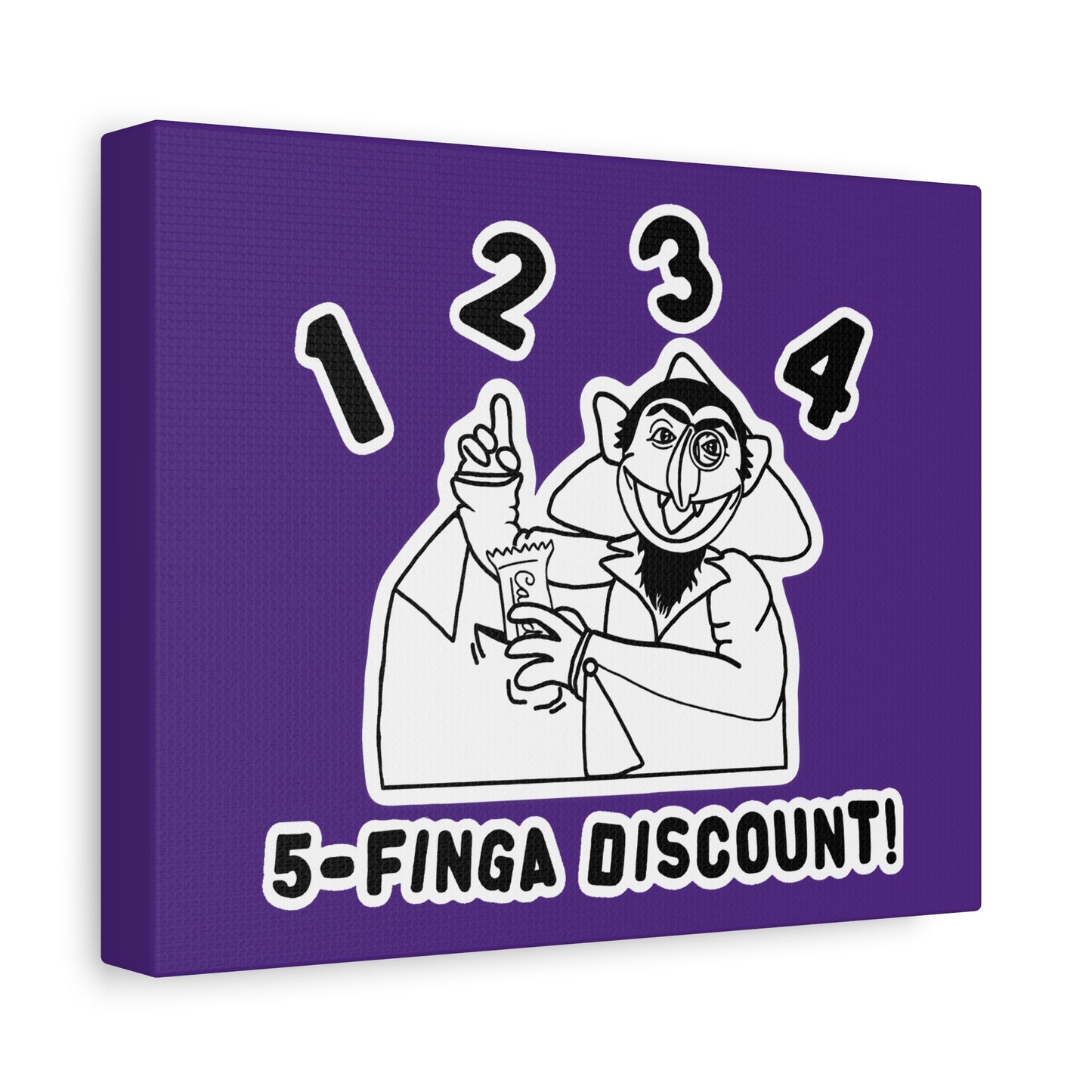 Five Finger Discount Outline Canvas Print Purple - Sesame Street The Count Parody Art Print