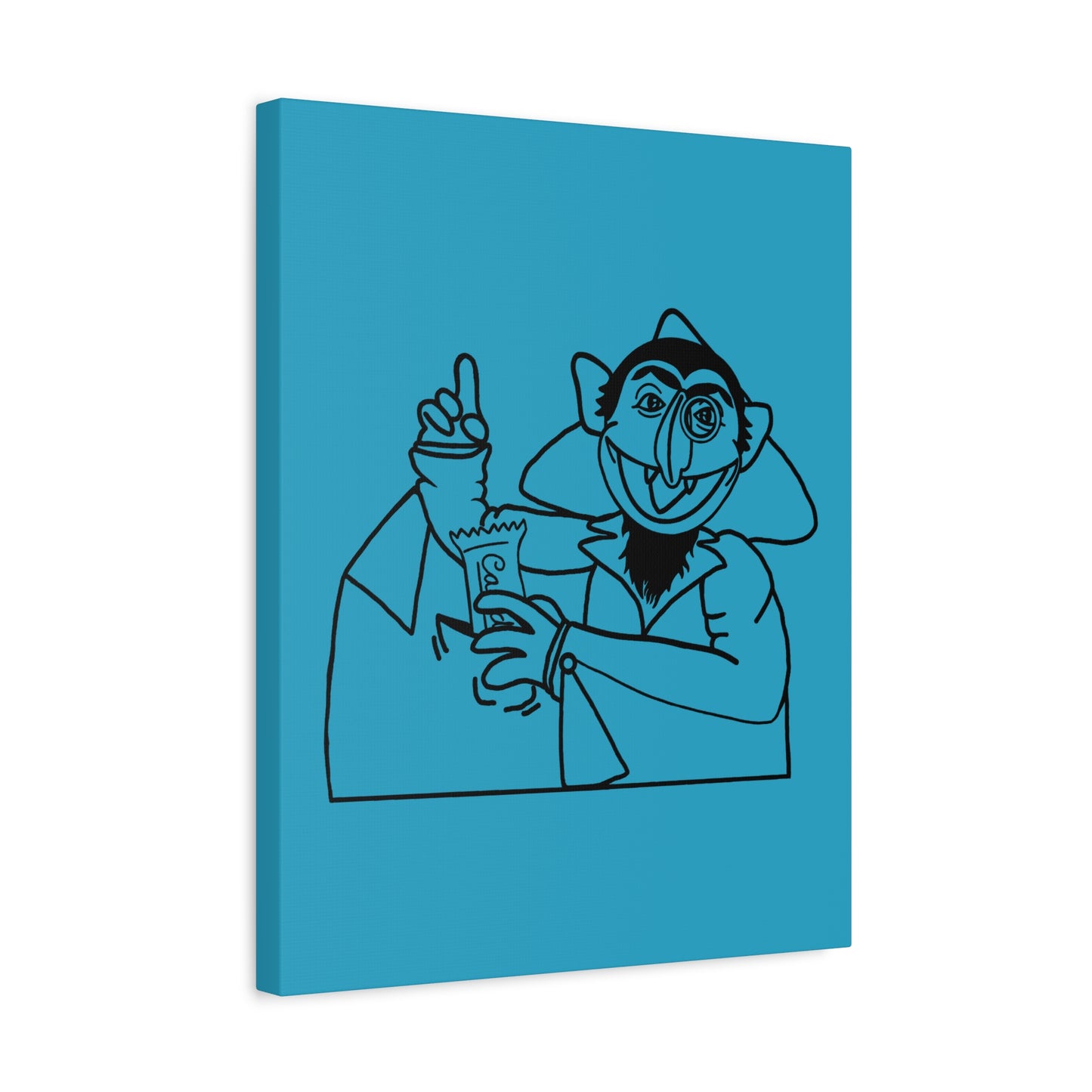 The Count Stealing Candy Outline Canvas Print Turquoise - Sesame Street The Count Art Print