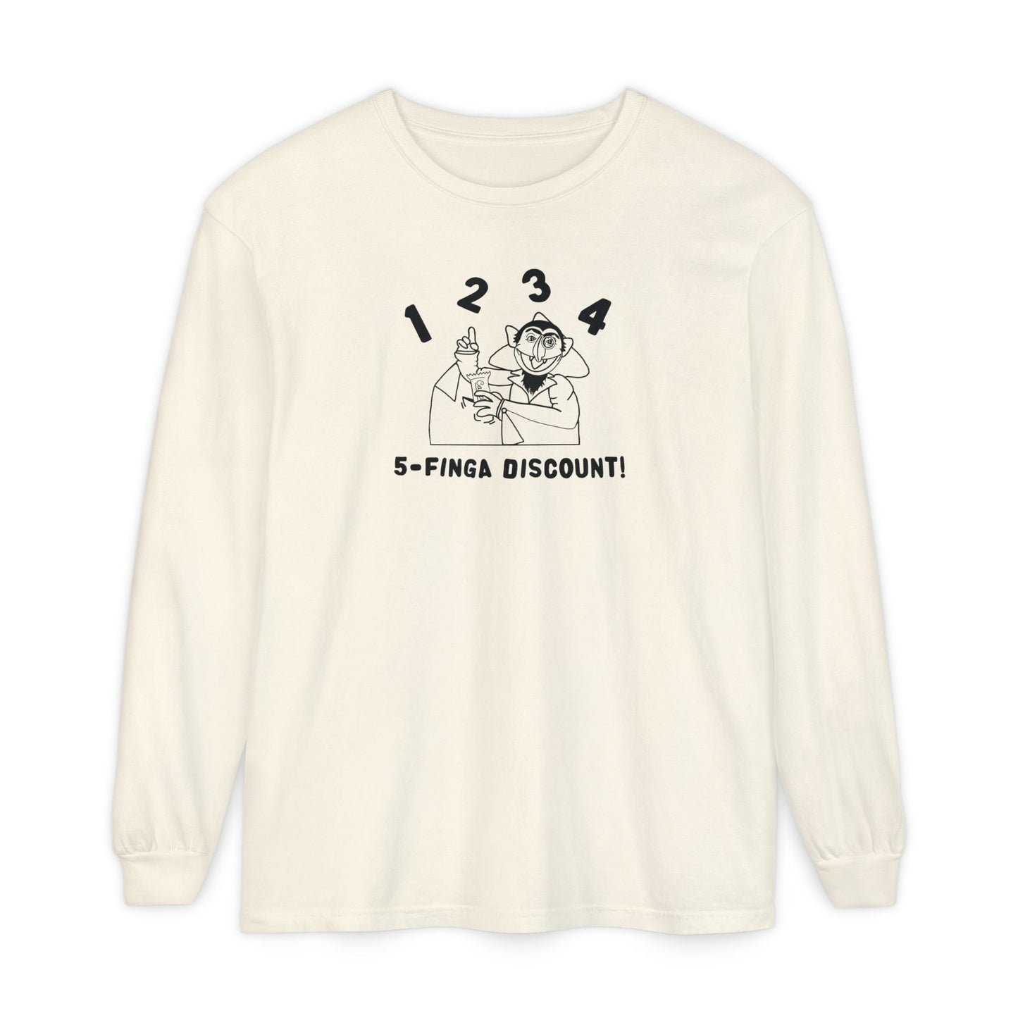 Five Finger Discount Outline Long Sleeve Tee - Sesame Street The Count Parody Shirt