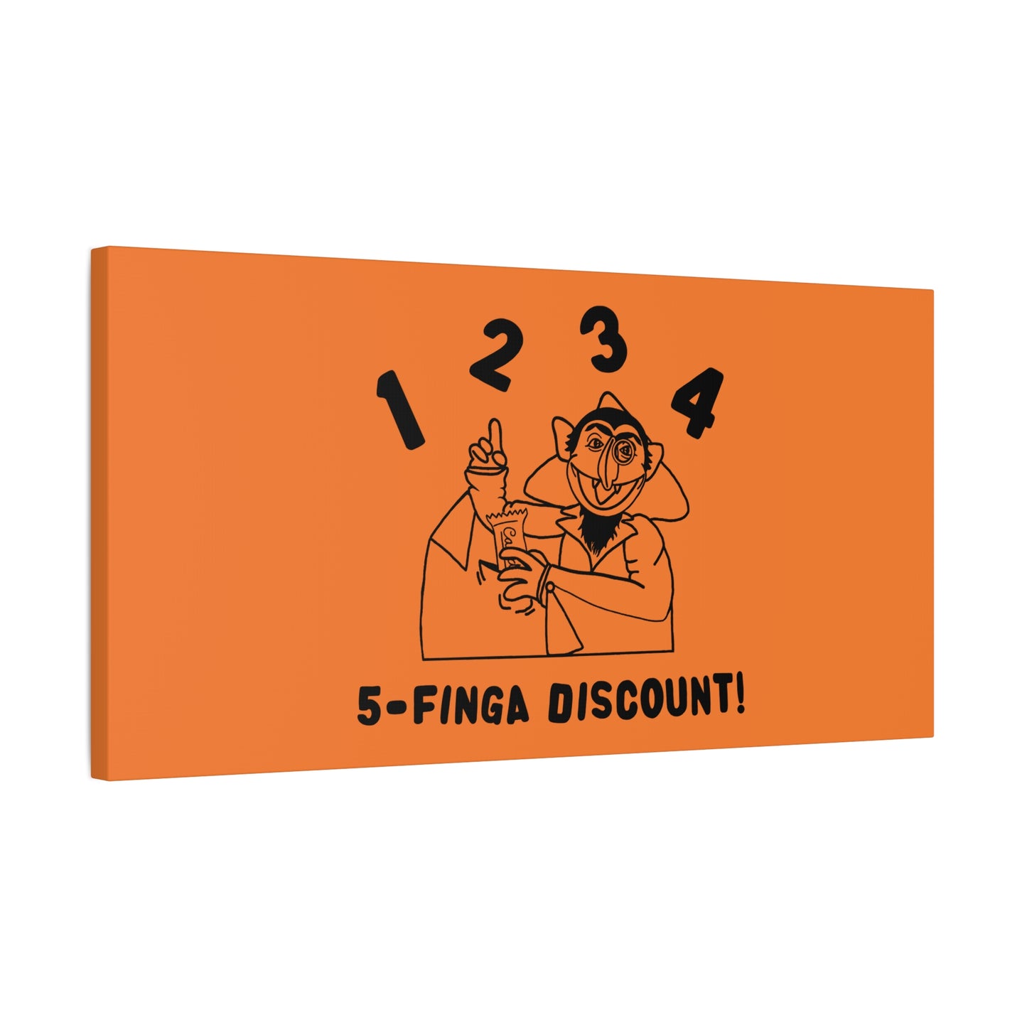 Five Finger Discount Outline Canvas Print Light Orange - Sesame Street The Count Parody Art Print
