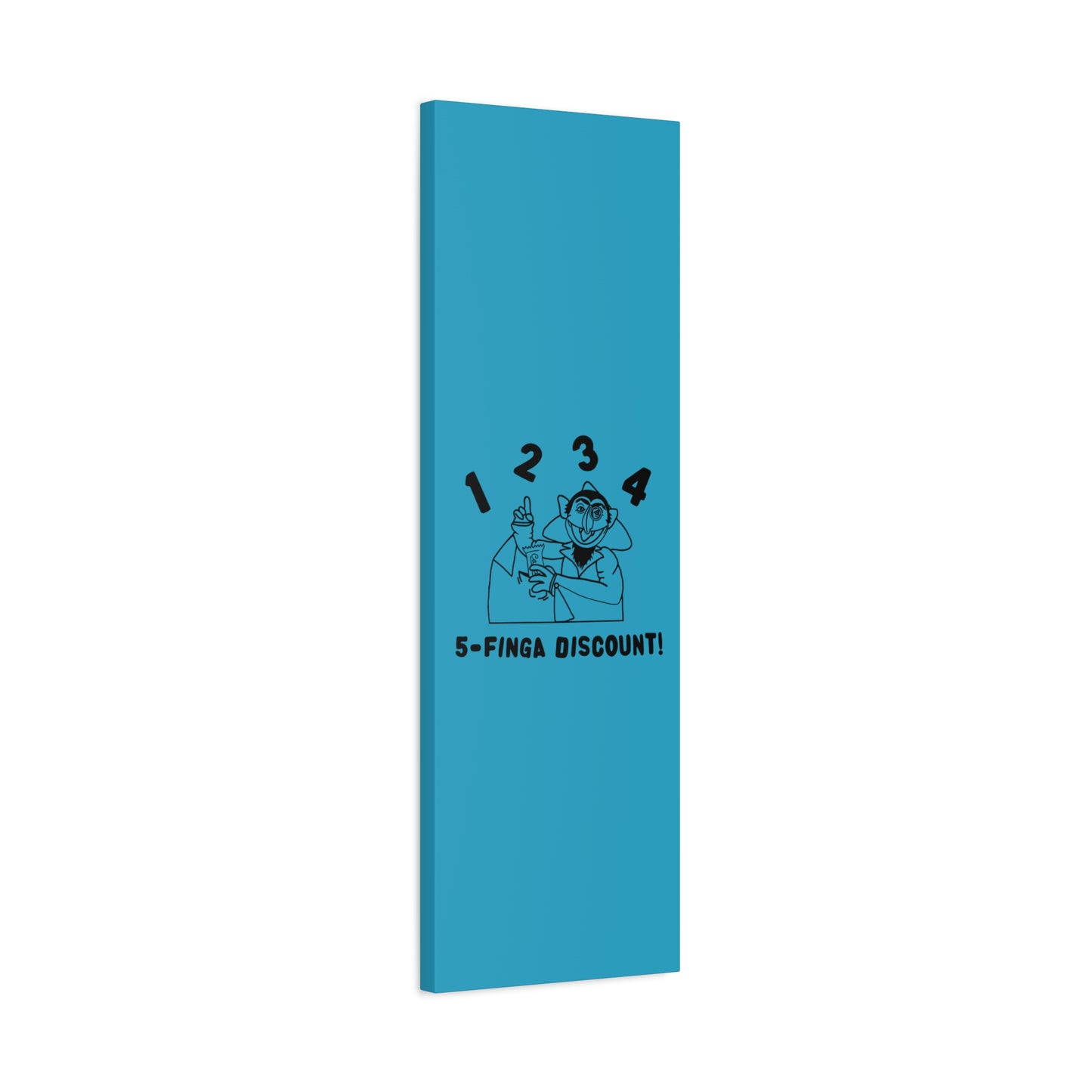 Five Finger Discount Outline Canvas Print Turquoise - Sesame Street The Count Parody Art Print