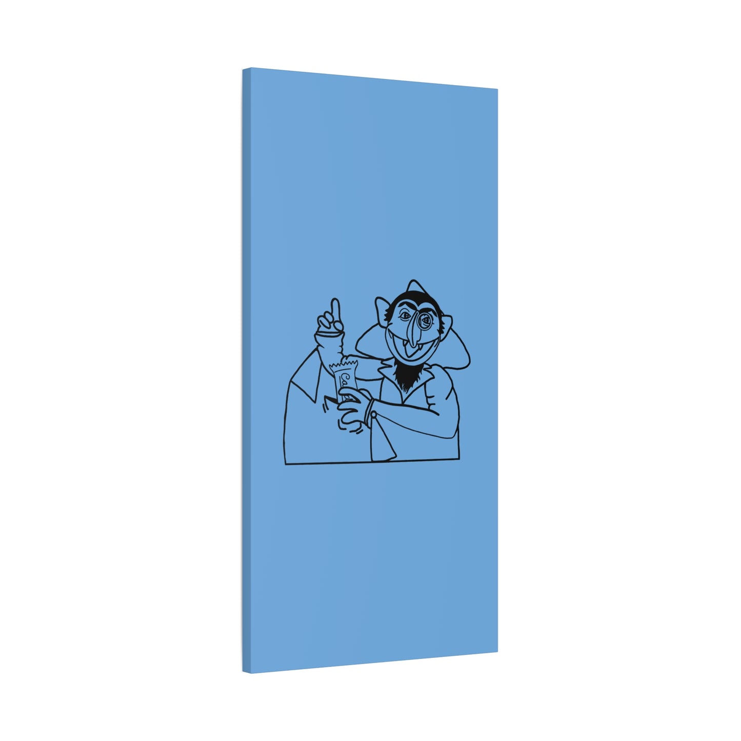 The Count Stealing Candy Outline Canvas Print Light Blue - Sesame Street The Count Parody Art