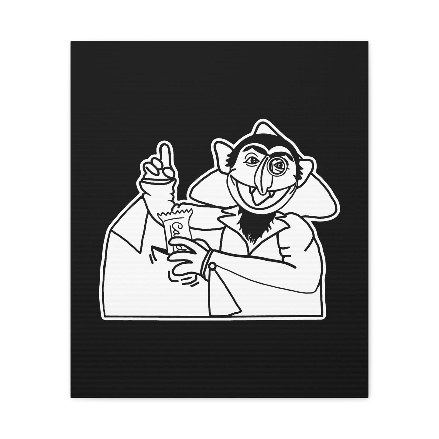 The Count Stealing Candy Outline Canvas Print Black - Sesame Street The Count Parody Canvas Art