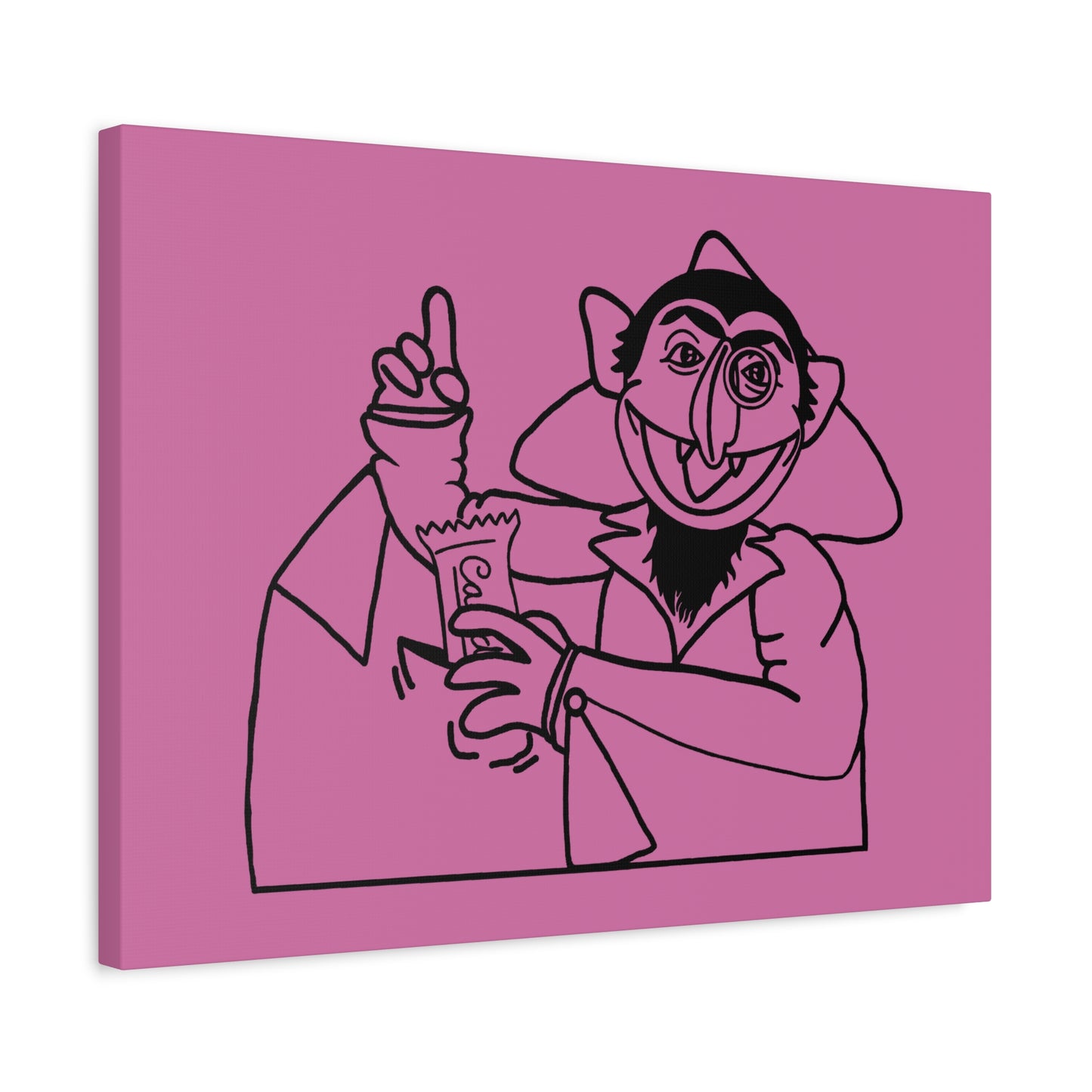 The Count Stealing Candy Outline Canvas Print Light Pink - Sesame Street The Count Parody Art