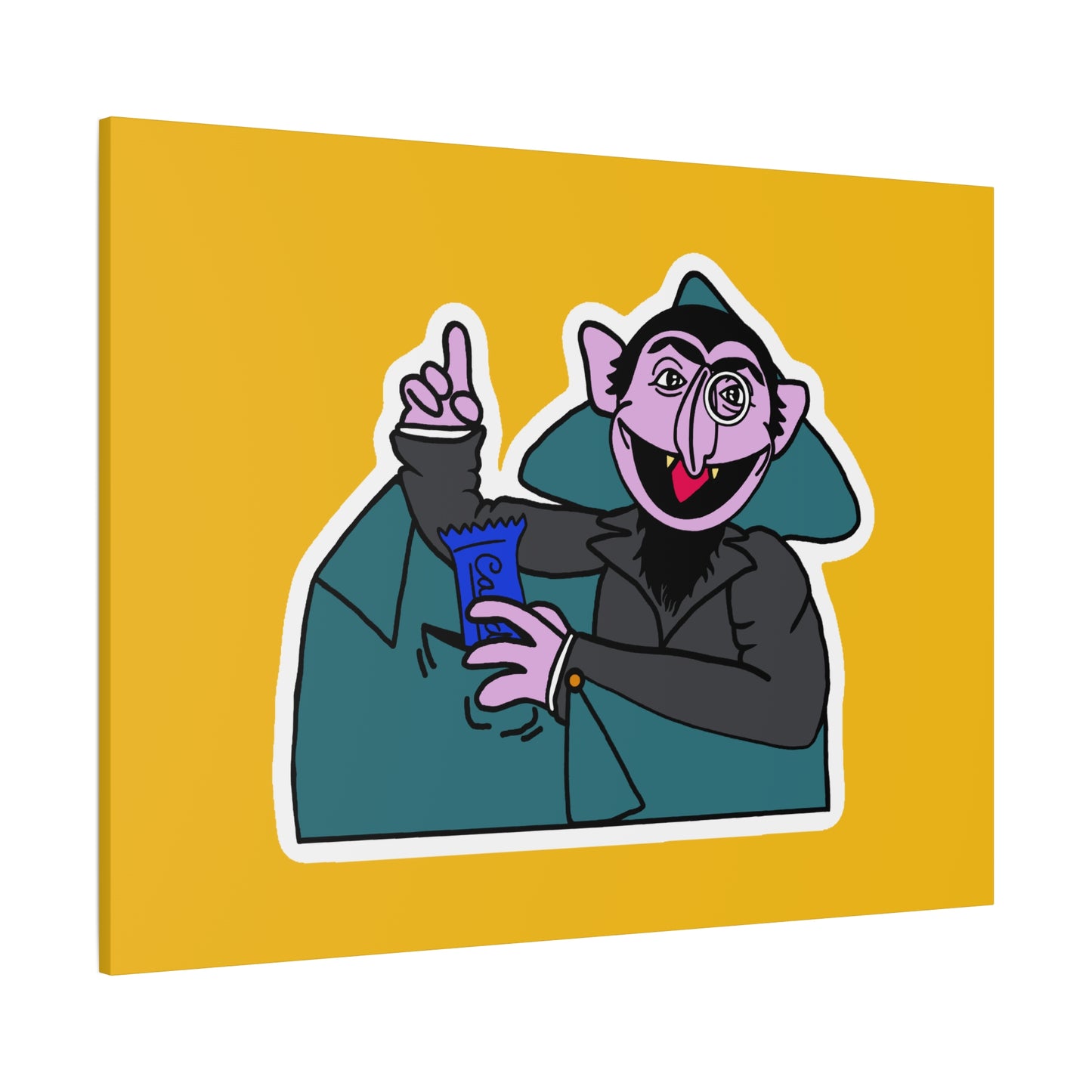 The Count Stealing Candy Canvas Print Yellow - Sesame Street The Count Parody Art