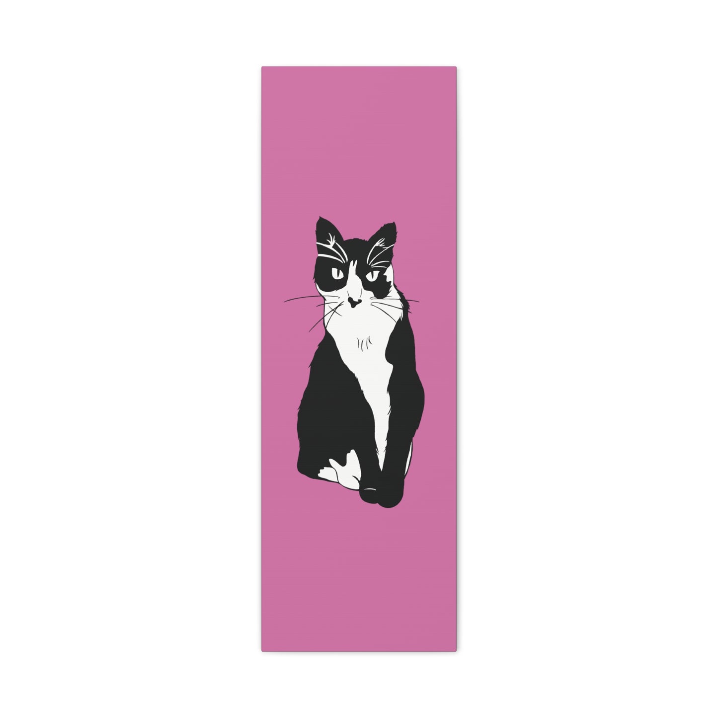 Cat Canvas on Light Pink (B&W Style Cat) - Cat Drawing Art
