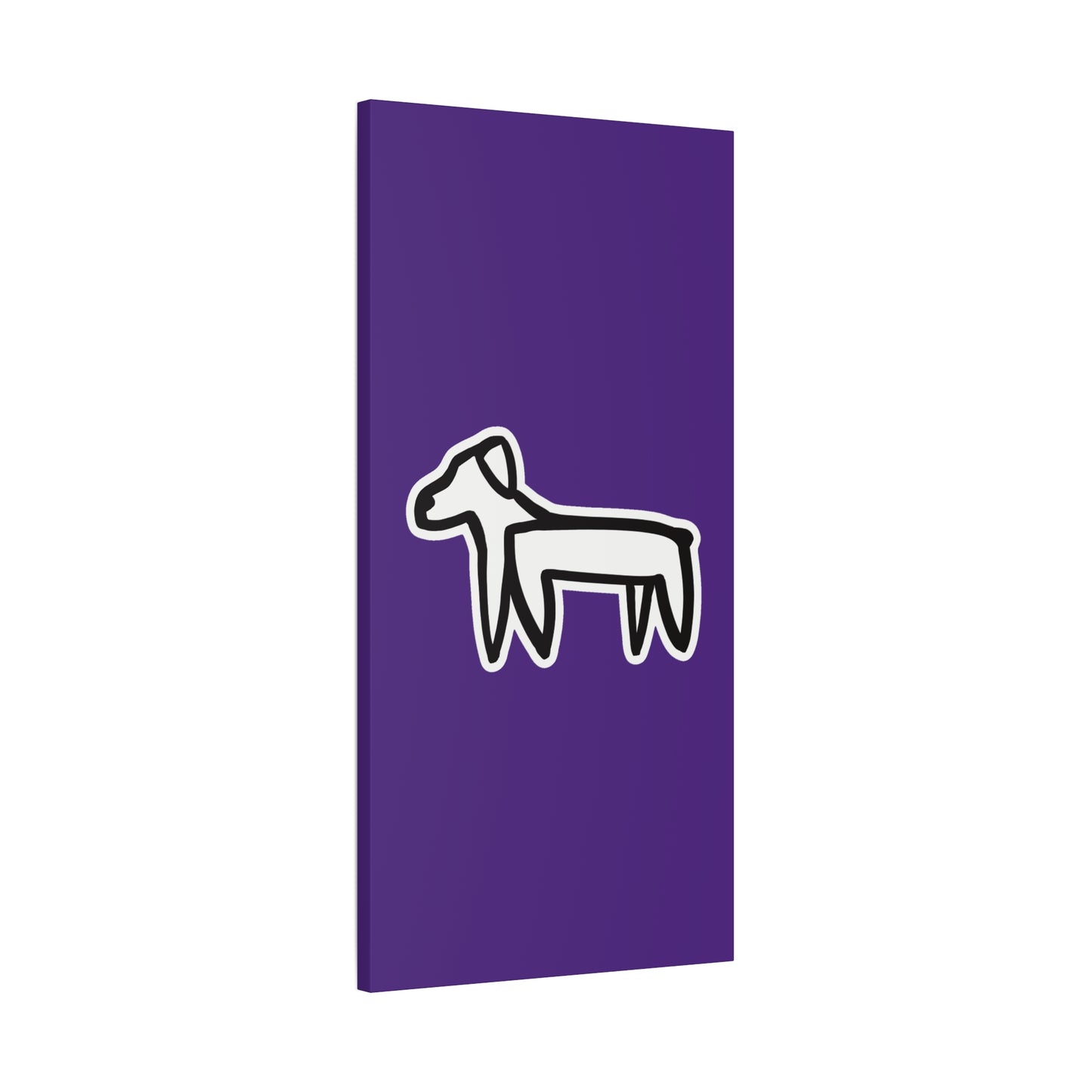 Dog Canvas Print on Purple (Sticker Style White Dog) - Dog Art Print