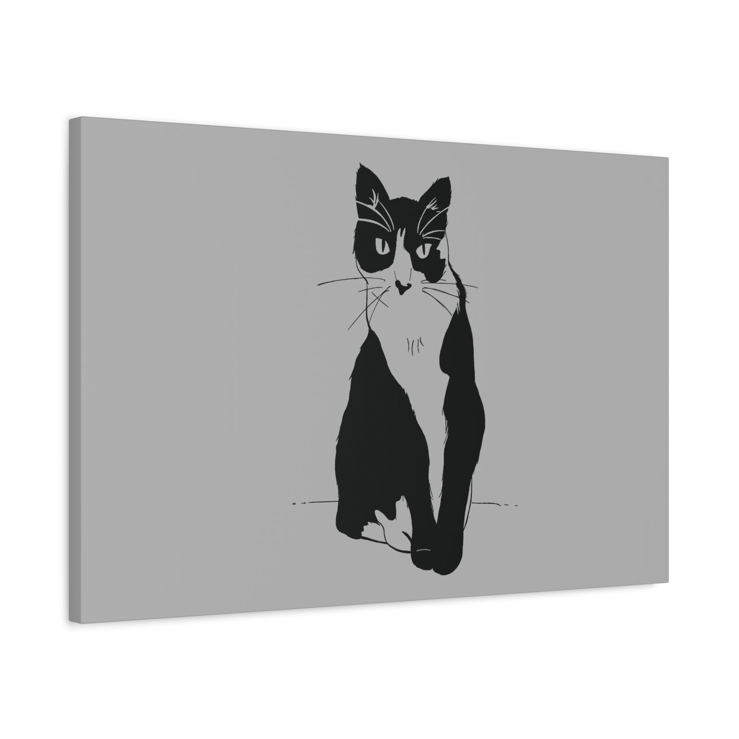 Cat Canvas Print on Grey (Transparent Style Cat) - Cat Drawing Art