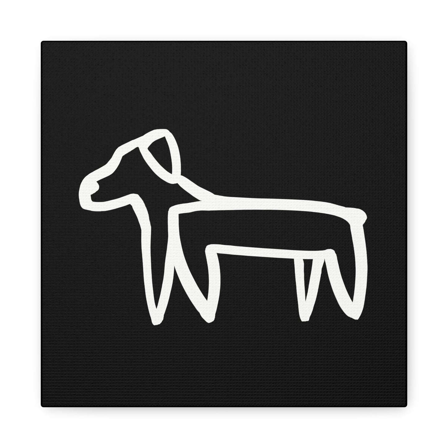 Dog Canvas Print on Black (Transparent Style White Dog) - Dog Art Print