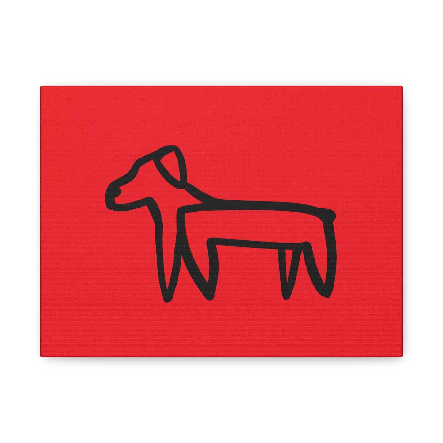 Dog Canvas Print on Red (Transparent Style Black Dog) - Dog Drawing Canvas