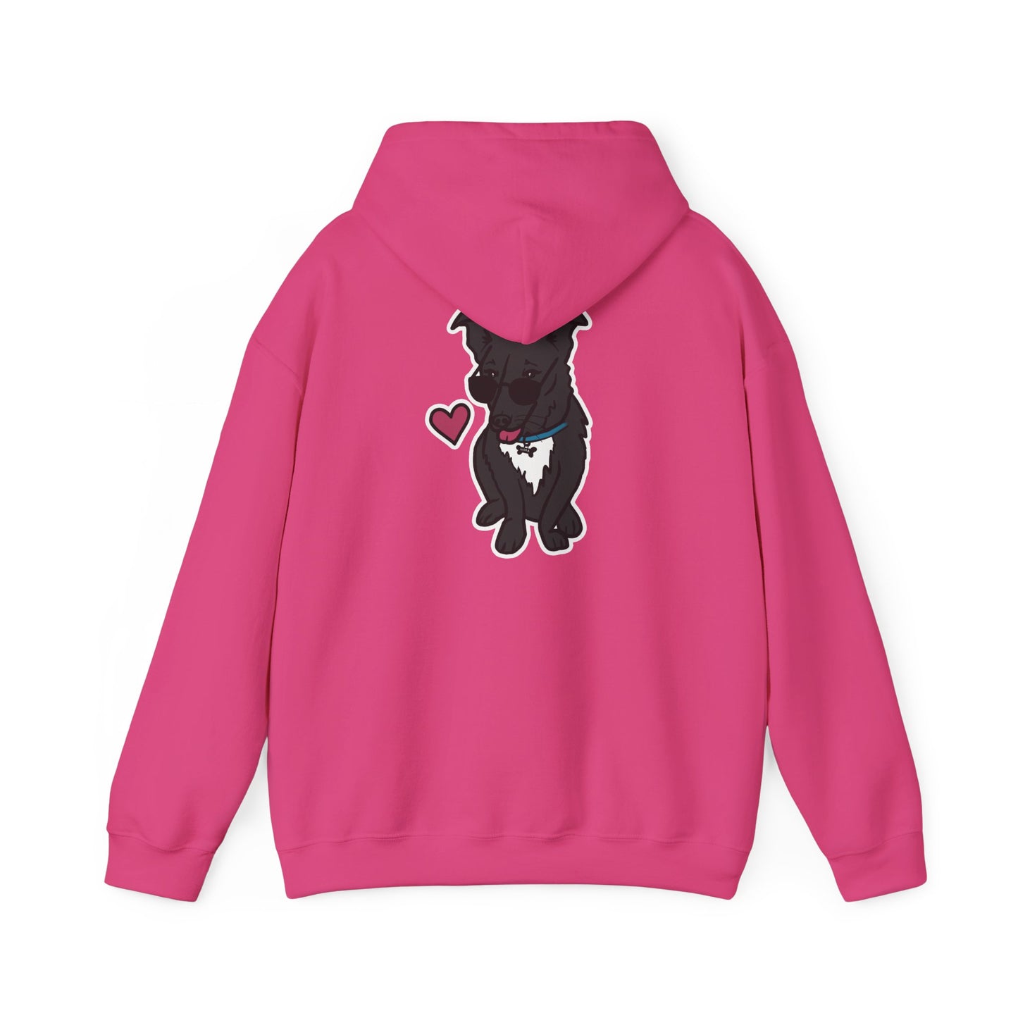 Nora the Dog Heart Hoodie Back Design (Sticker Style Nora) - Nora Hooded Sweatshirt