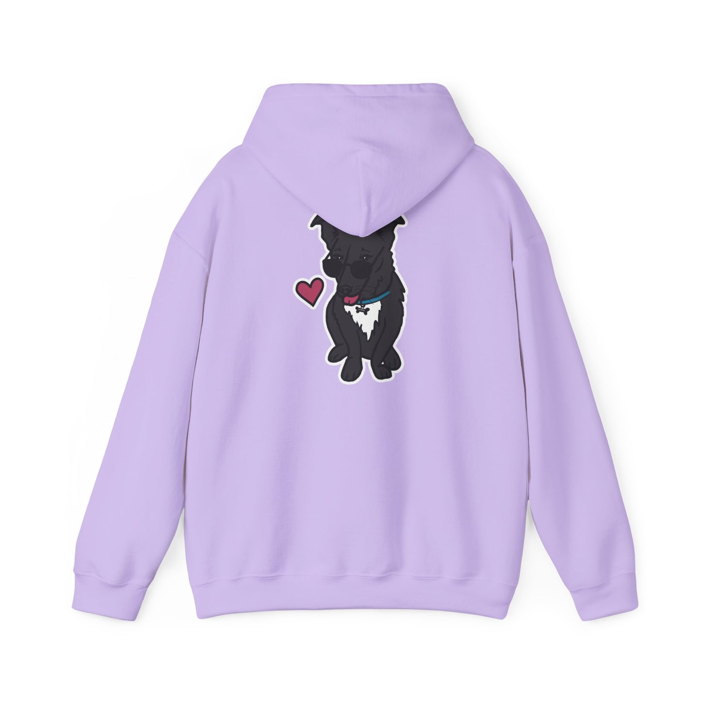 Nora the Dog Heart Hoodie Back Design (Sticker Style Nora) - Nora Hooded Sweatshirt
