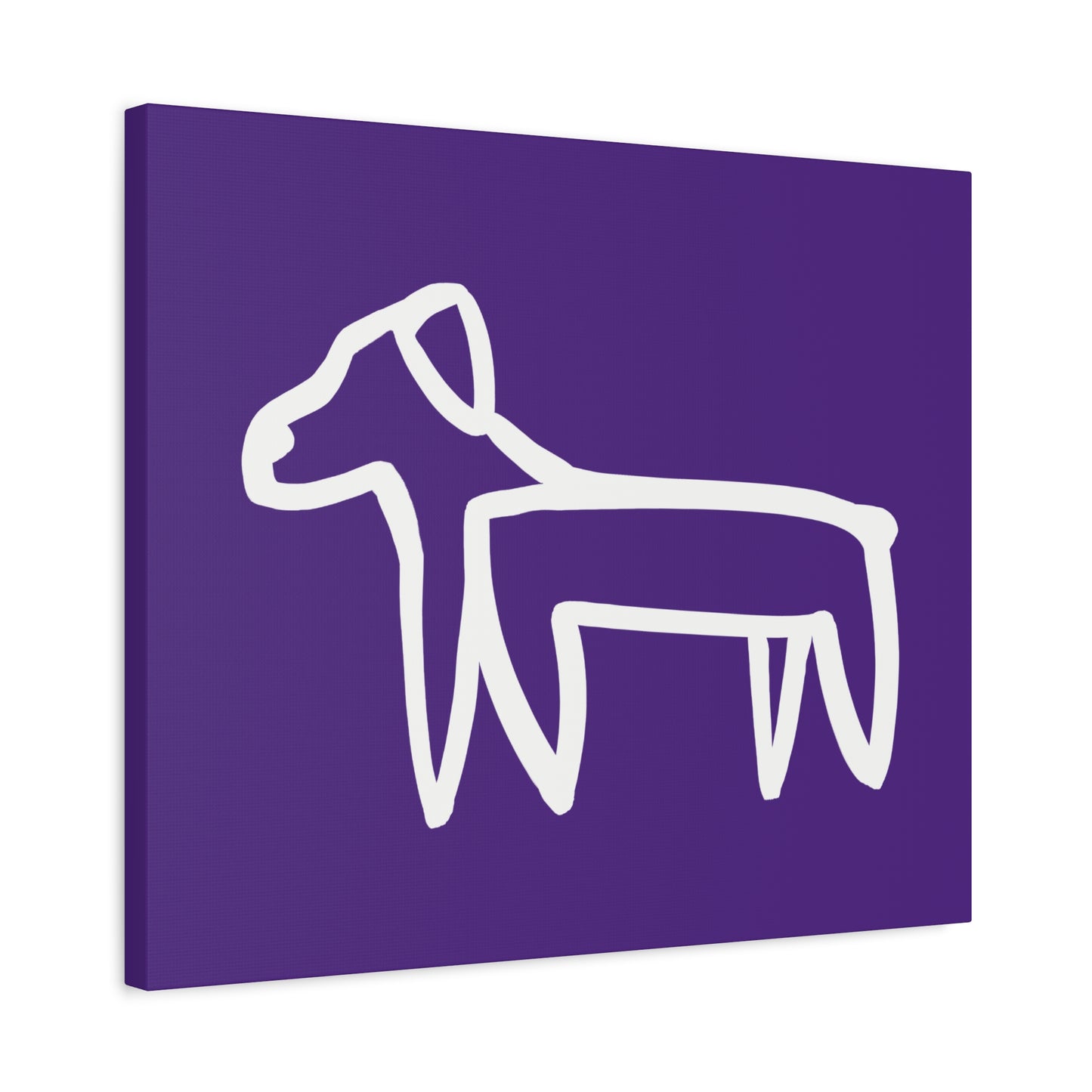 Dog Canvas Print on Purple (Transparent Style White Dog) - Dog Art Print