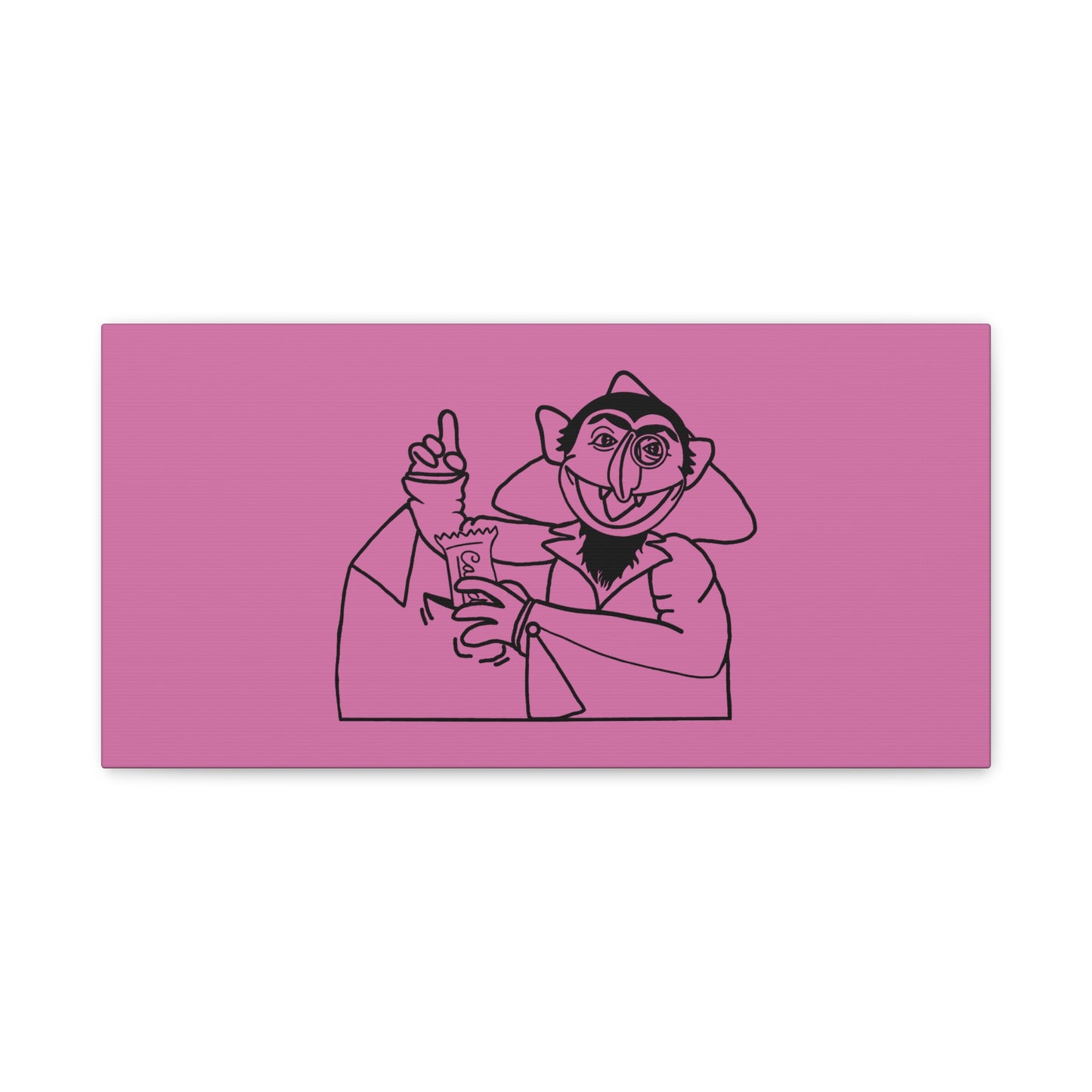 The Count Stealing Candy Outline Canvas Print Light Pink - Sesame Street The Count Parody Art