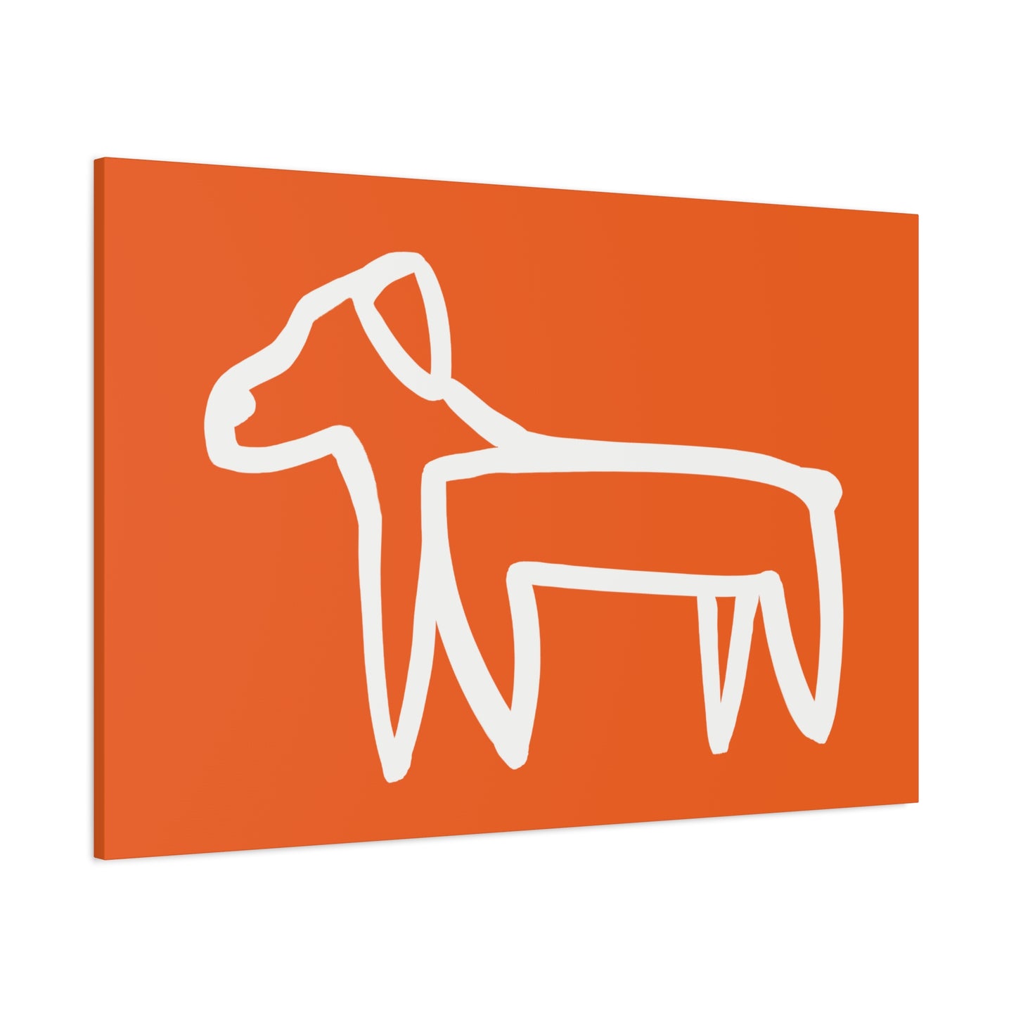 Dog Canvas Print on Orange (Transparent Style White Dog) - Dog Art Print