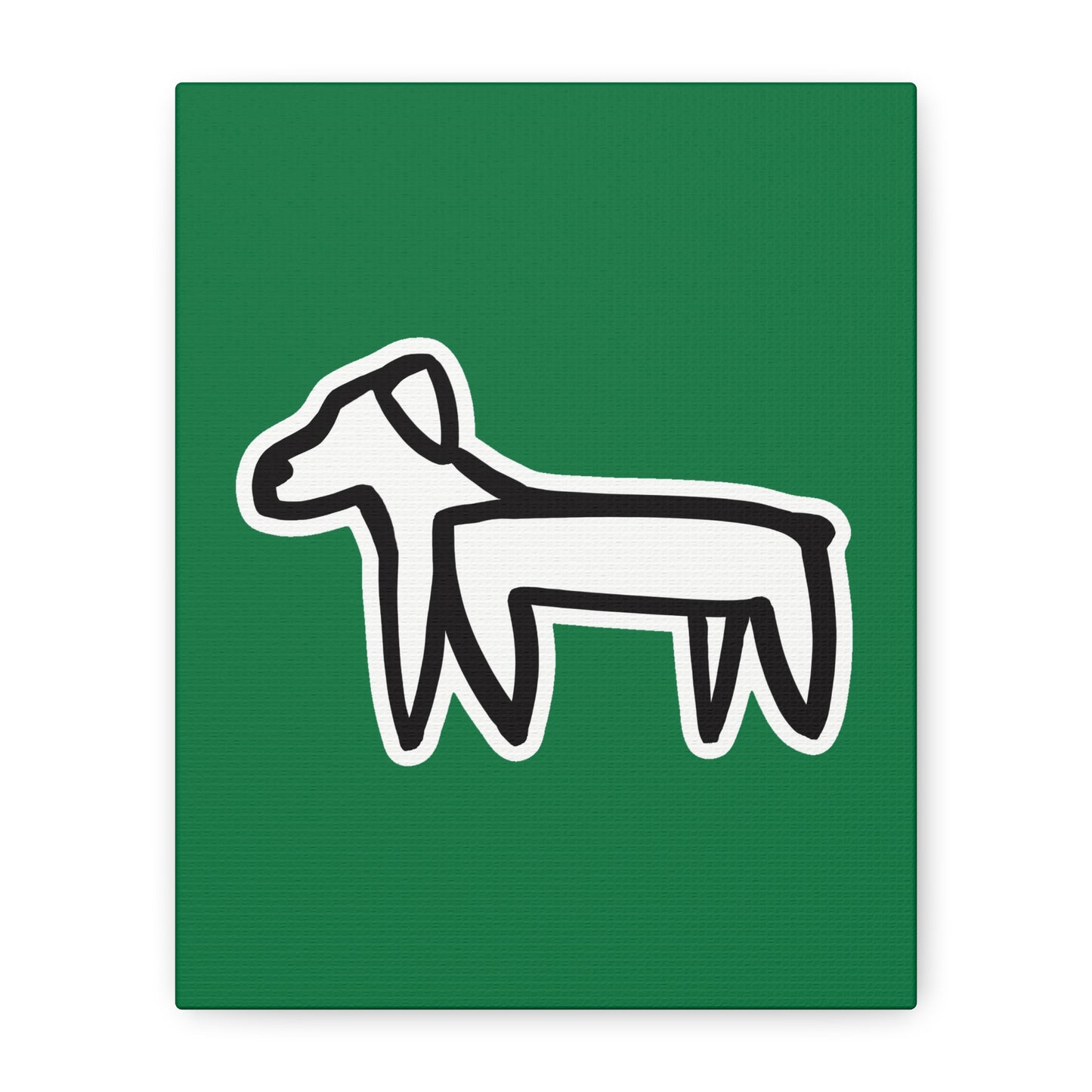 Dog Canvas Print on Green (Sticker Style White Dog) - Dog Art Print