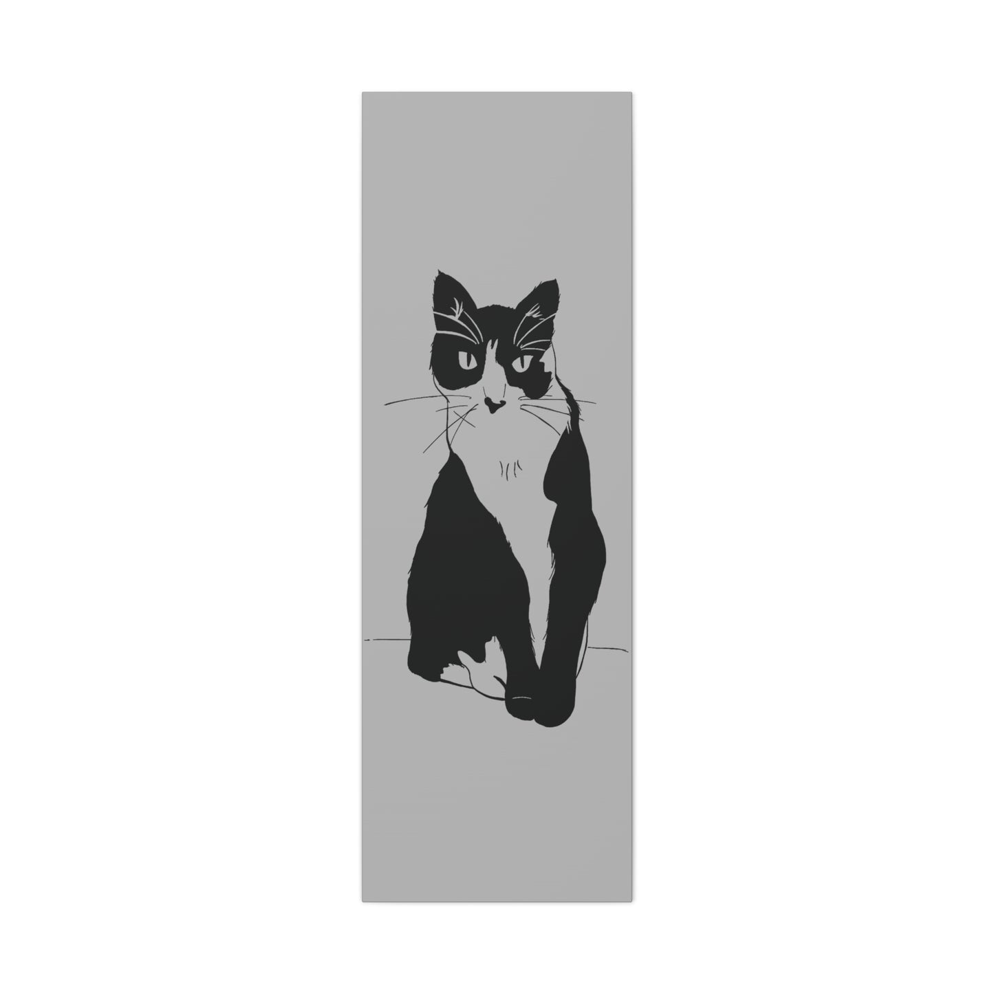 Cat Canvas Print on Grey (Transparent Style Cat) - Cat Drawing Art