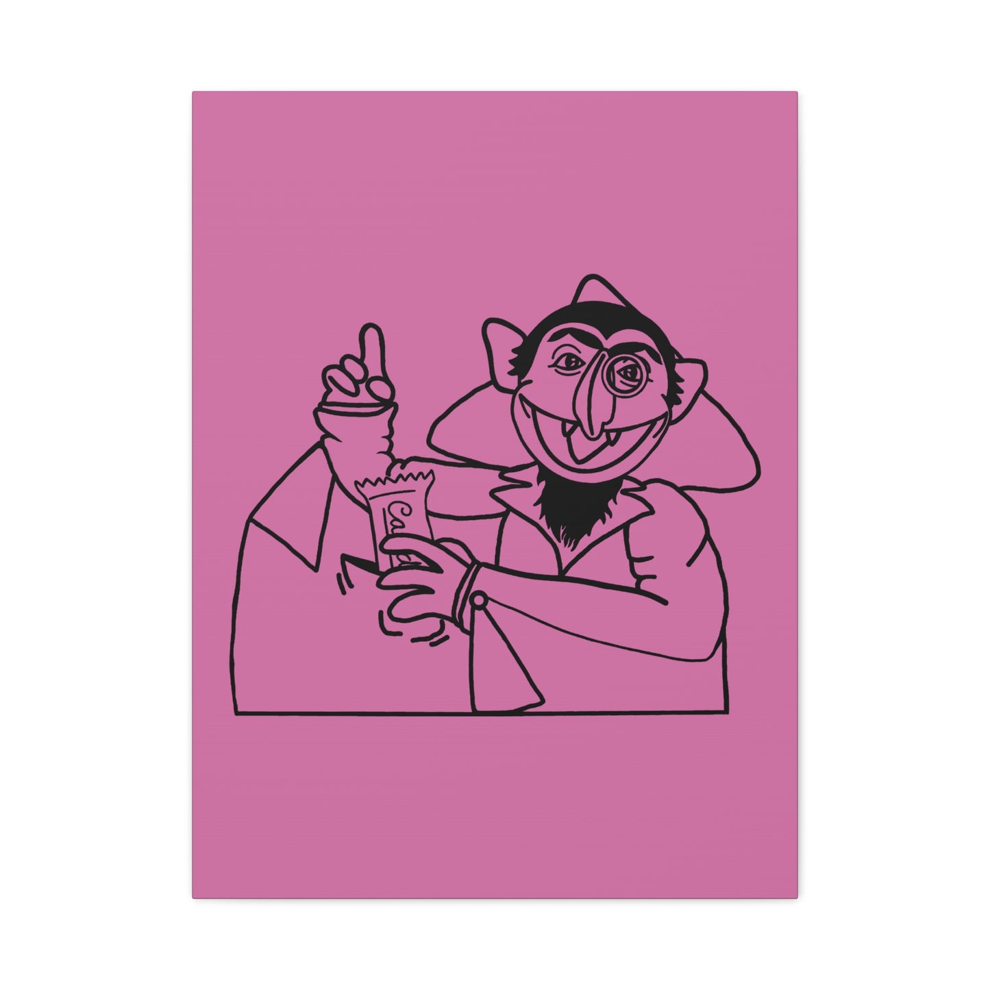 The Count Stealing Candy Outline Canvas Print Light Pink - Sesame Street The Count Parody Art