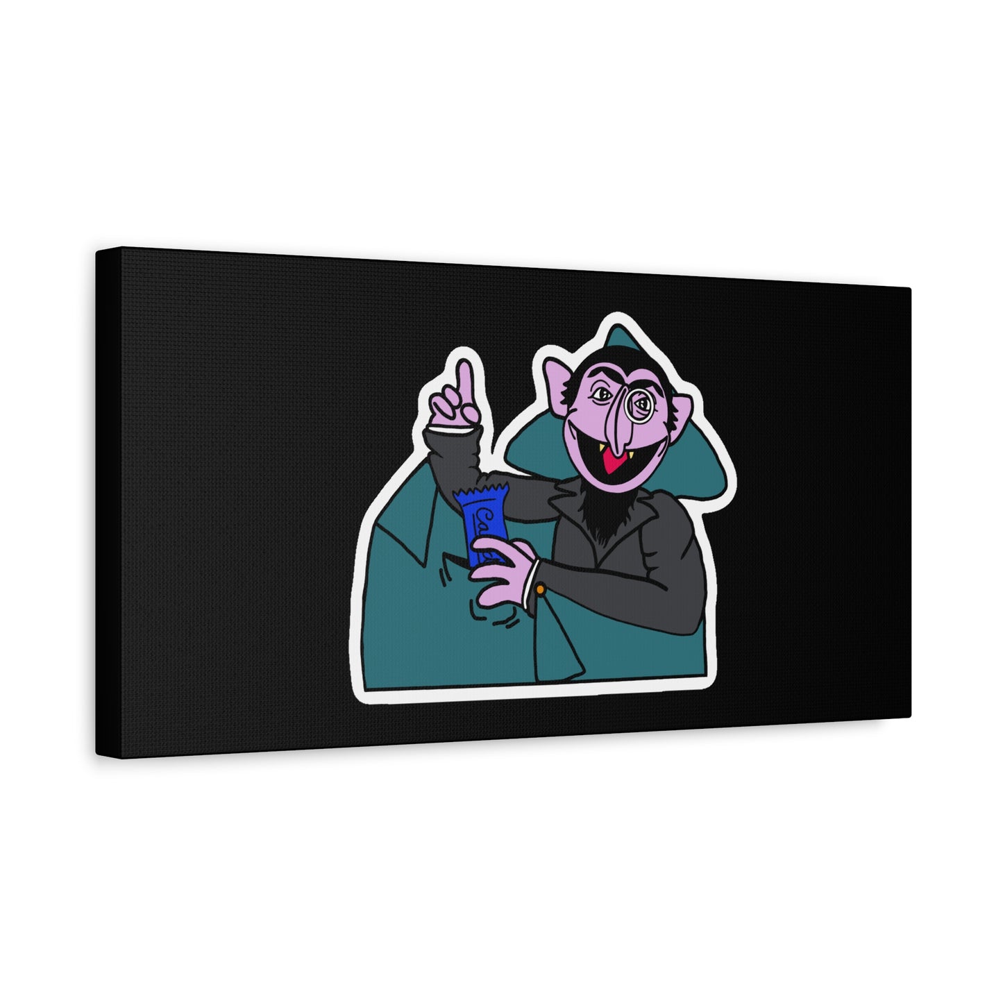 The Count Stealing Candy Canvas Print Black - Sesame Street The Count Parody Art