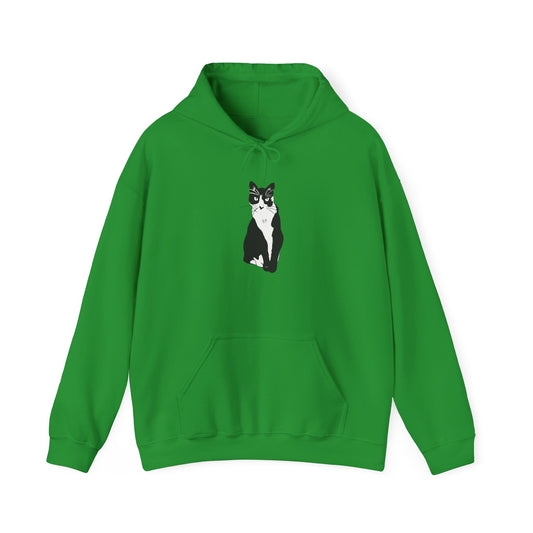 Cat Hoodie (B&W Style Cat) - Cat Hooded Sweatshirt