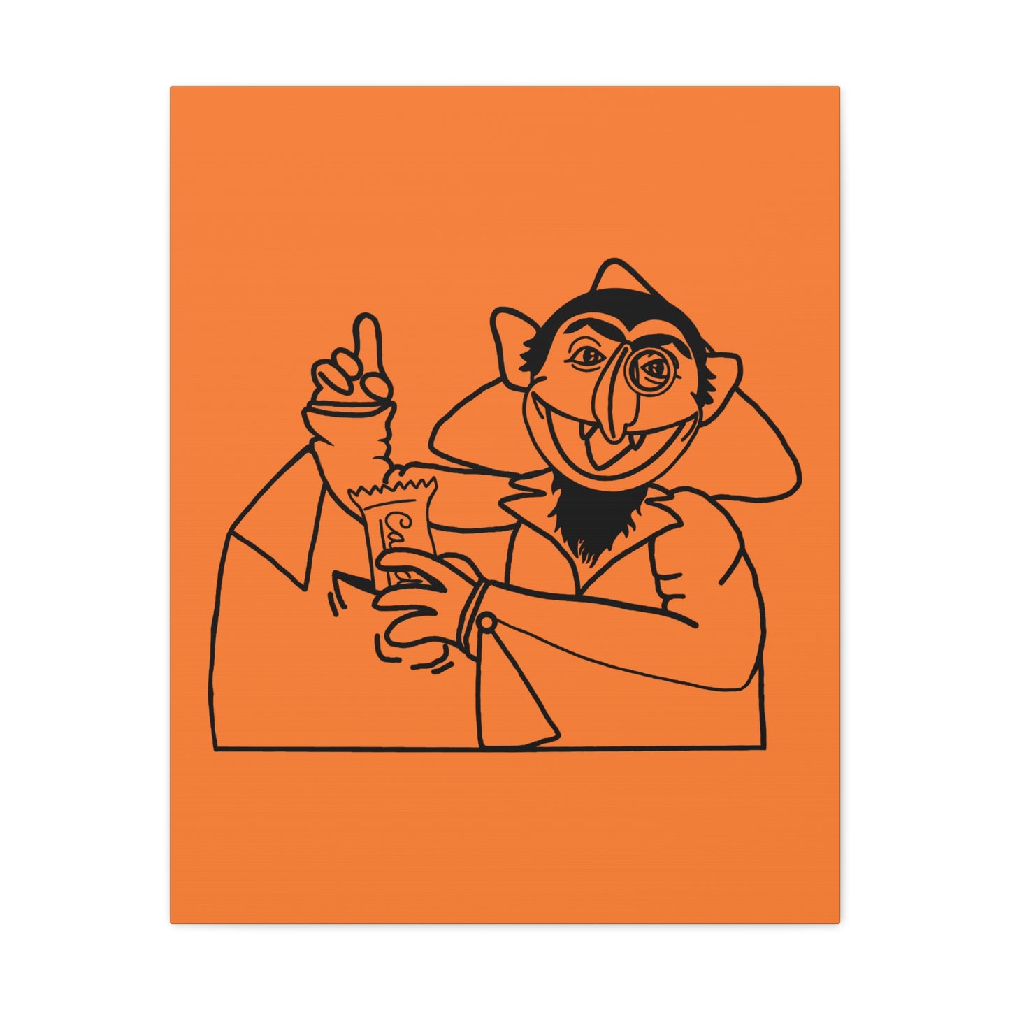The Count Stealing Candy Outline Canvas Print Light Orange - Sesame Street The Count Parody Art