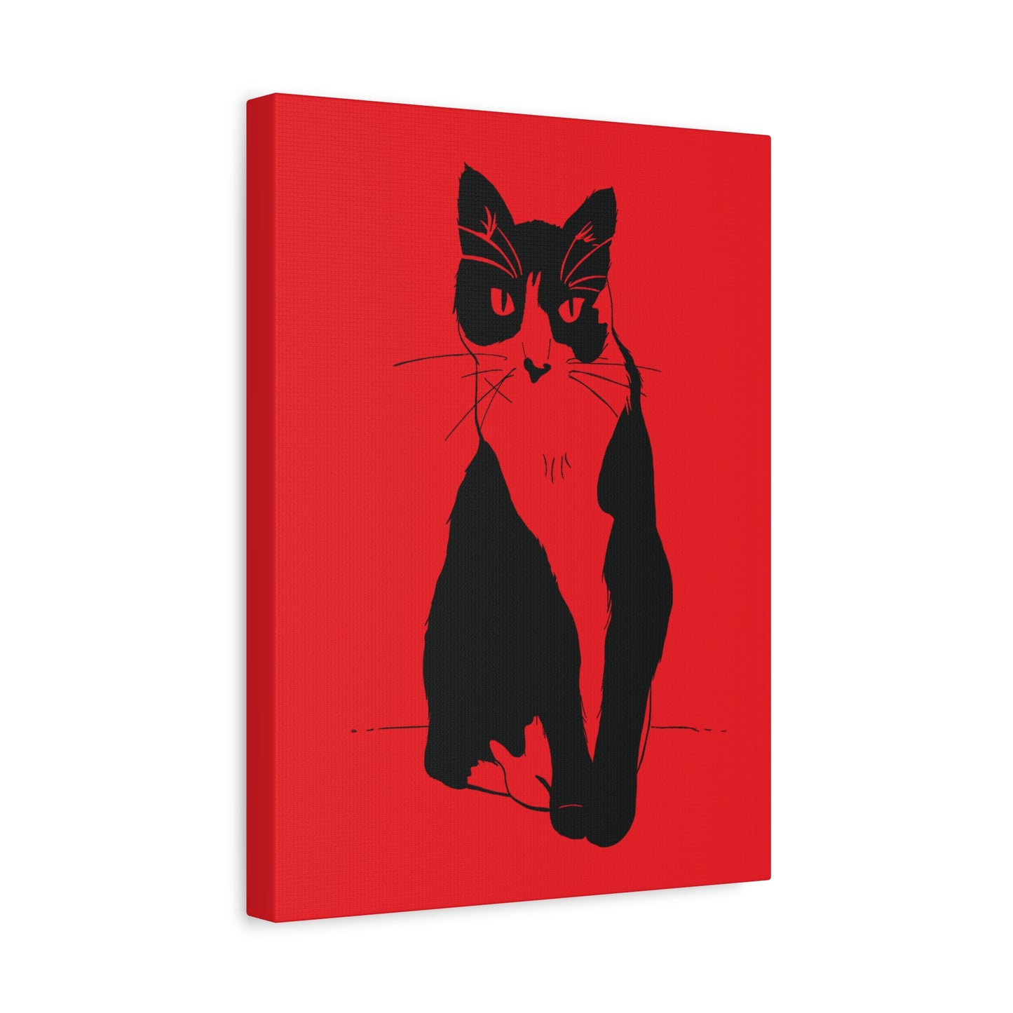 Cat Canvas Print on Red (Transparent Style Cat) - Cat Drawing Art