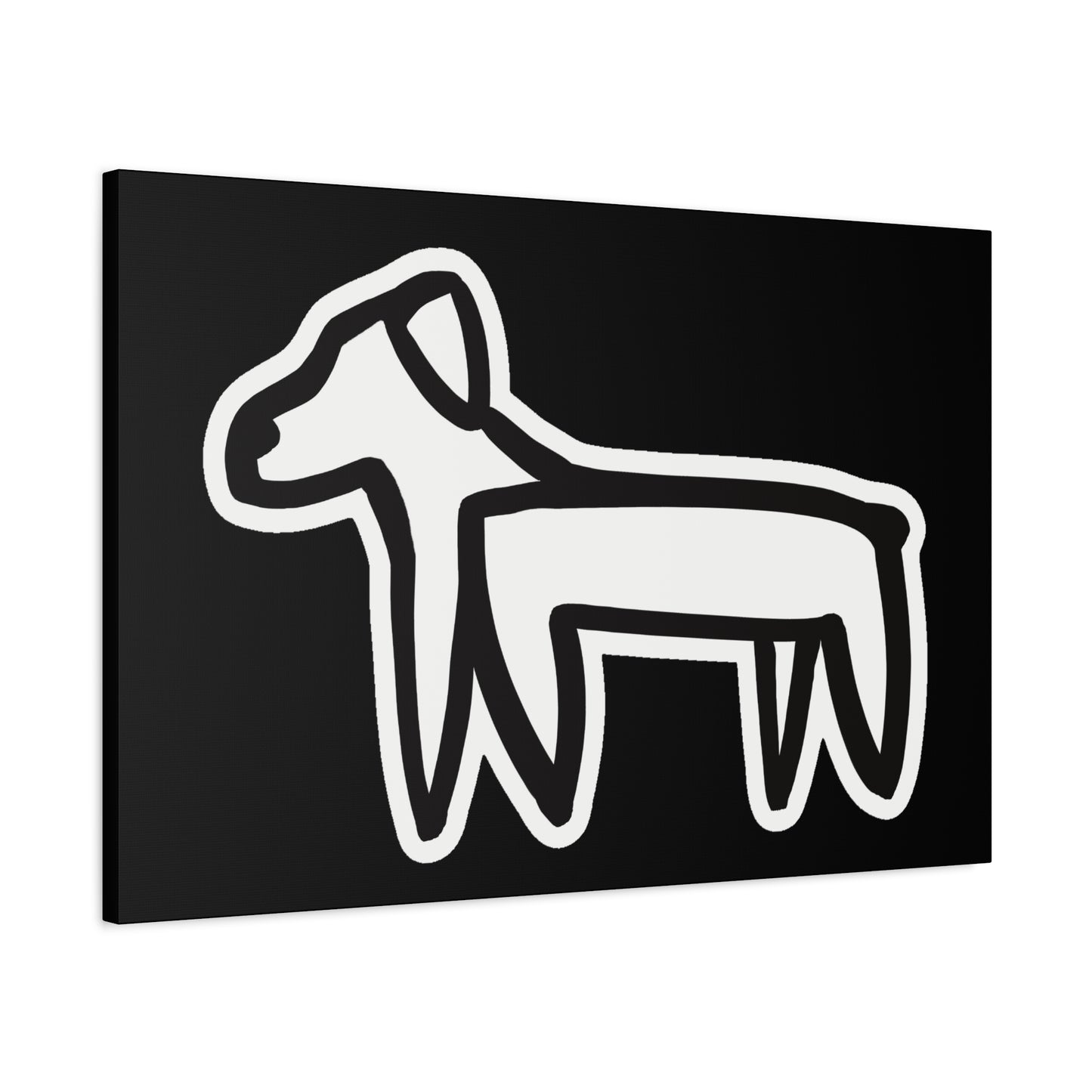 Dog Canvas Print on Black (Sticker Style Dog) - Dog Art Print