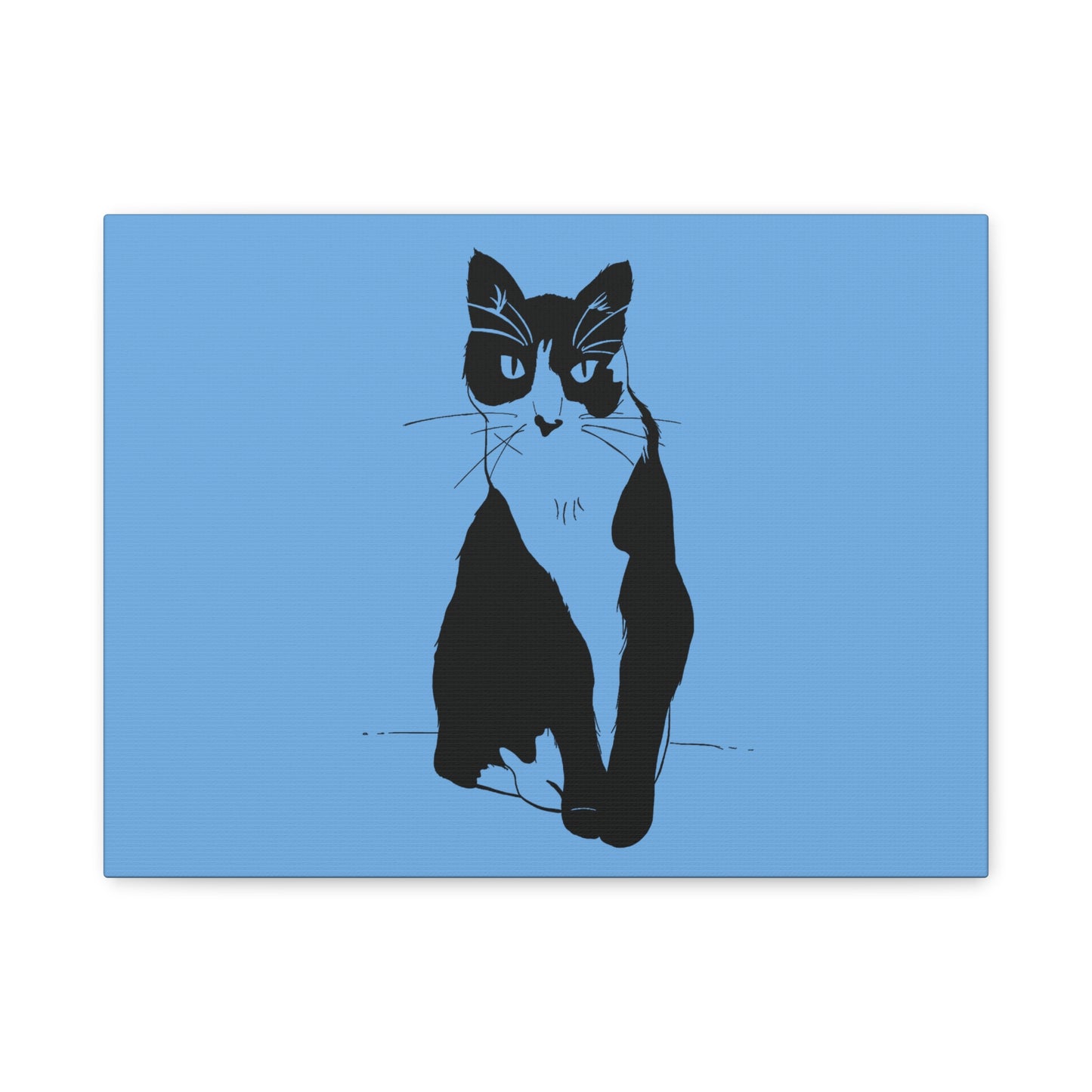 Cat Canvas Print on Light Blue (Transparent Style Cat) - Cat Drawing Art