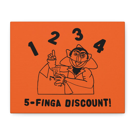 Five Finger Discount Outline Canvas Print Orange - Sesame Street The Count Parody Art Print