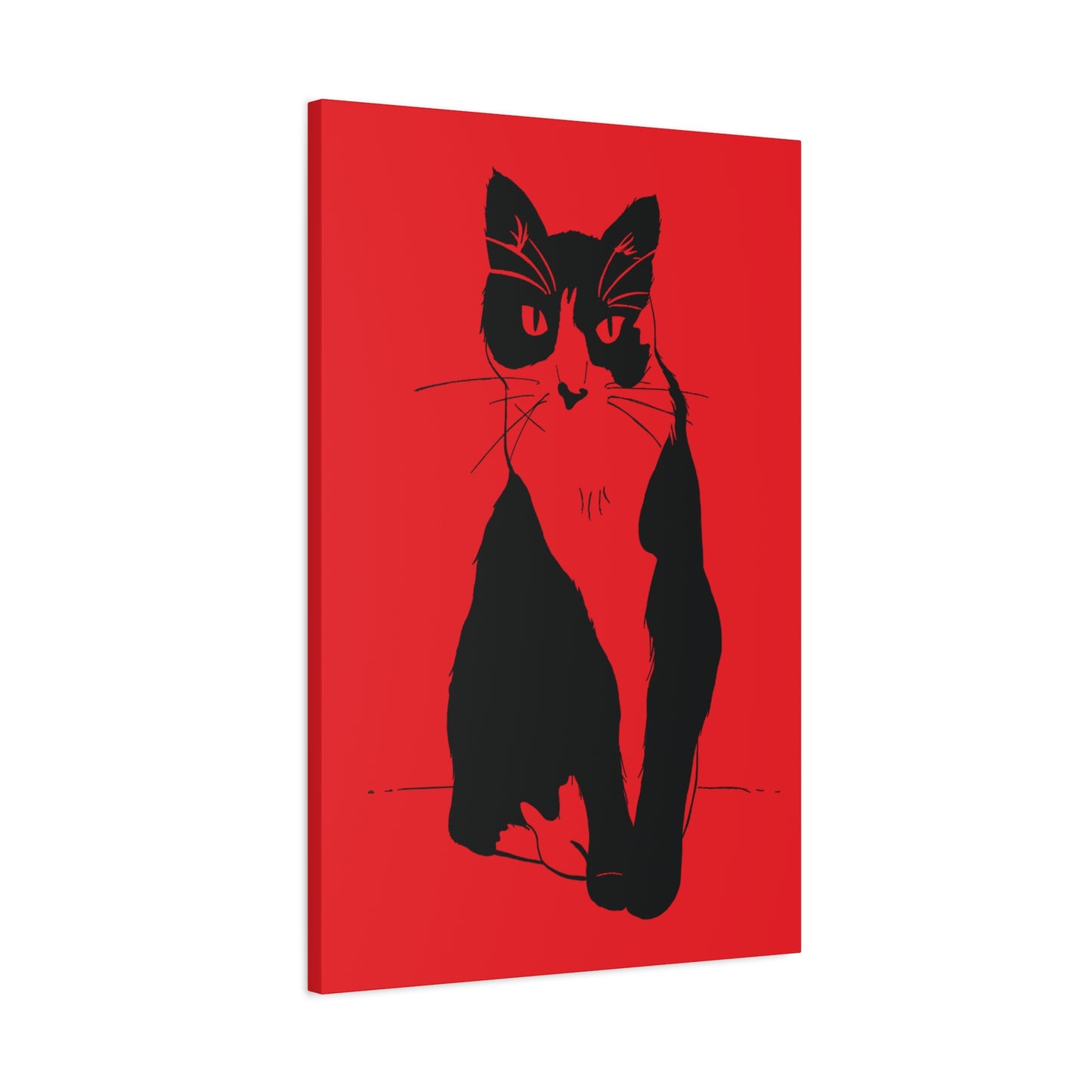 Cat Canvas Print on Red (Transparent Style Cat) - Cat Drawing Art