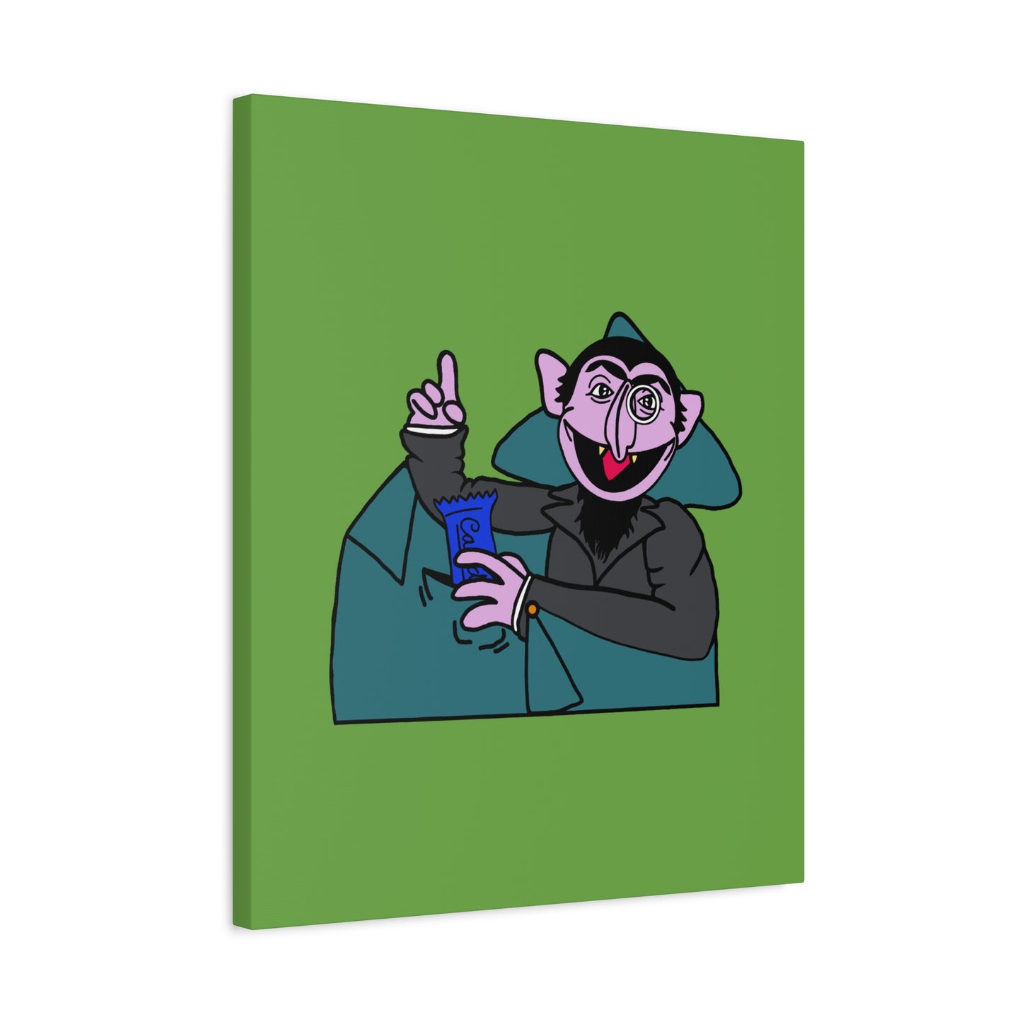 The Count Stealing Candy Canvas Print Green - Sesame Street The Count Parody Art