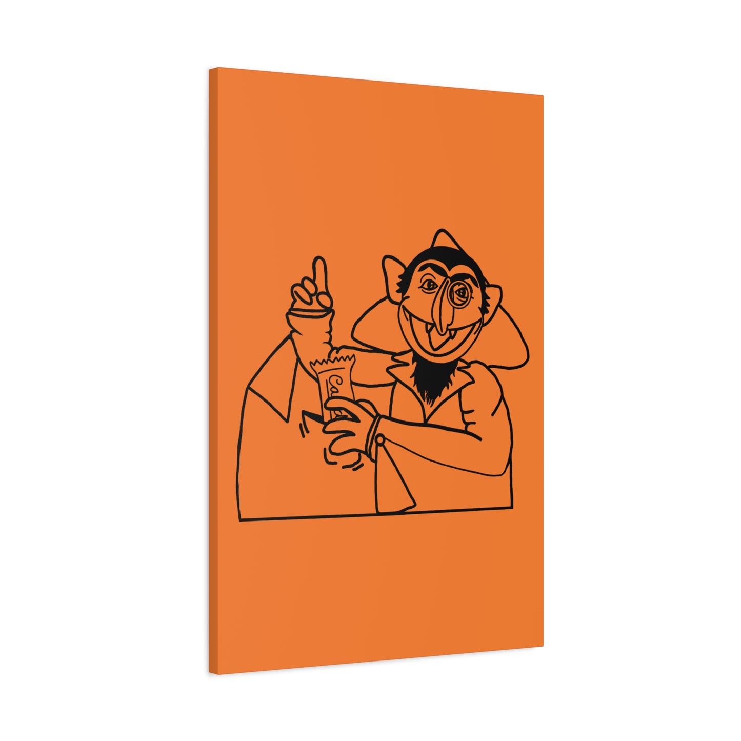 The Count Stealing Candy Outline Canvas Print Light Orange - Sesame Street The Count Parody Art