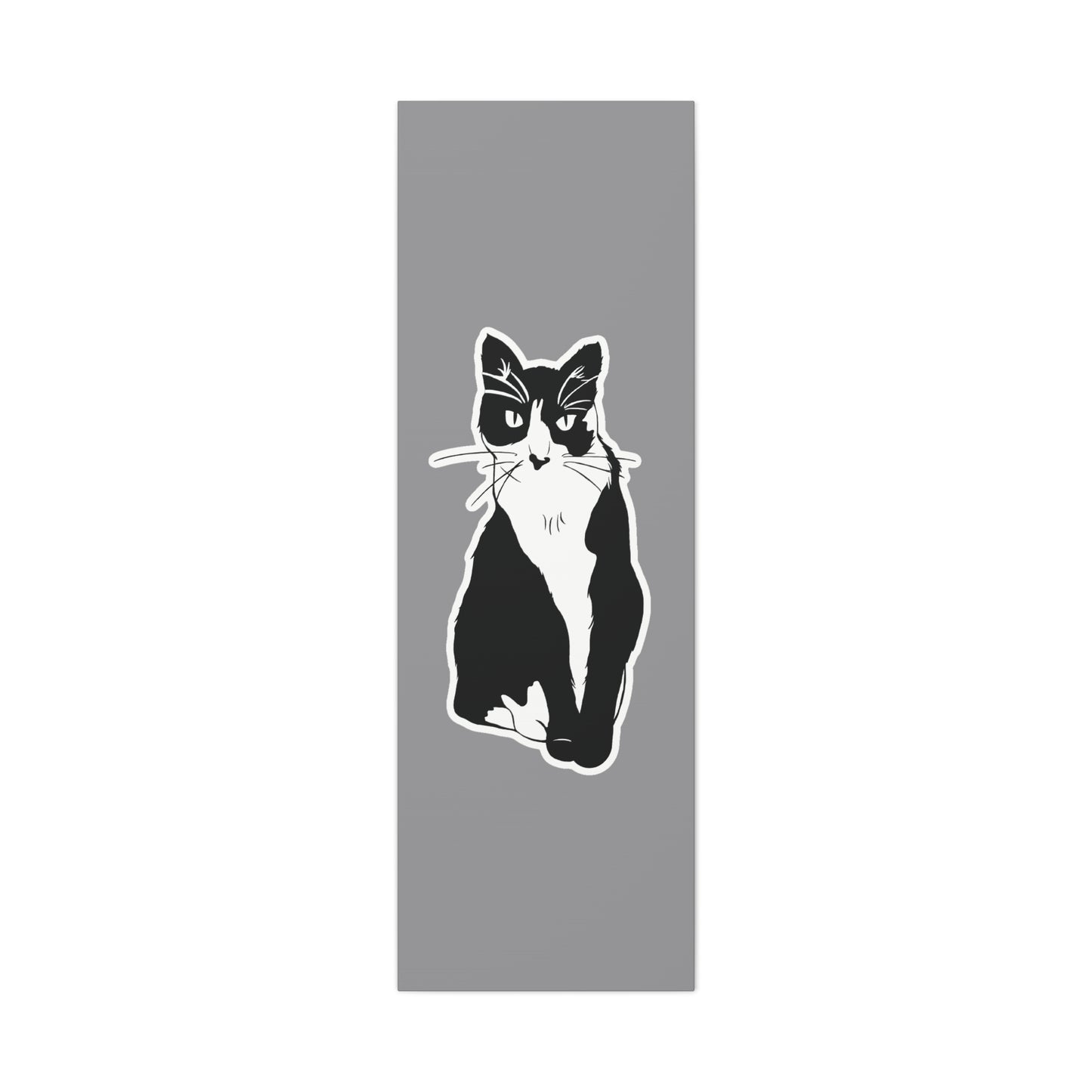 Cat Canvas Print on Grey (Sticker Style Cat) - Cat Drawing Wall Art
