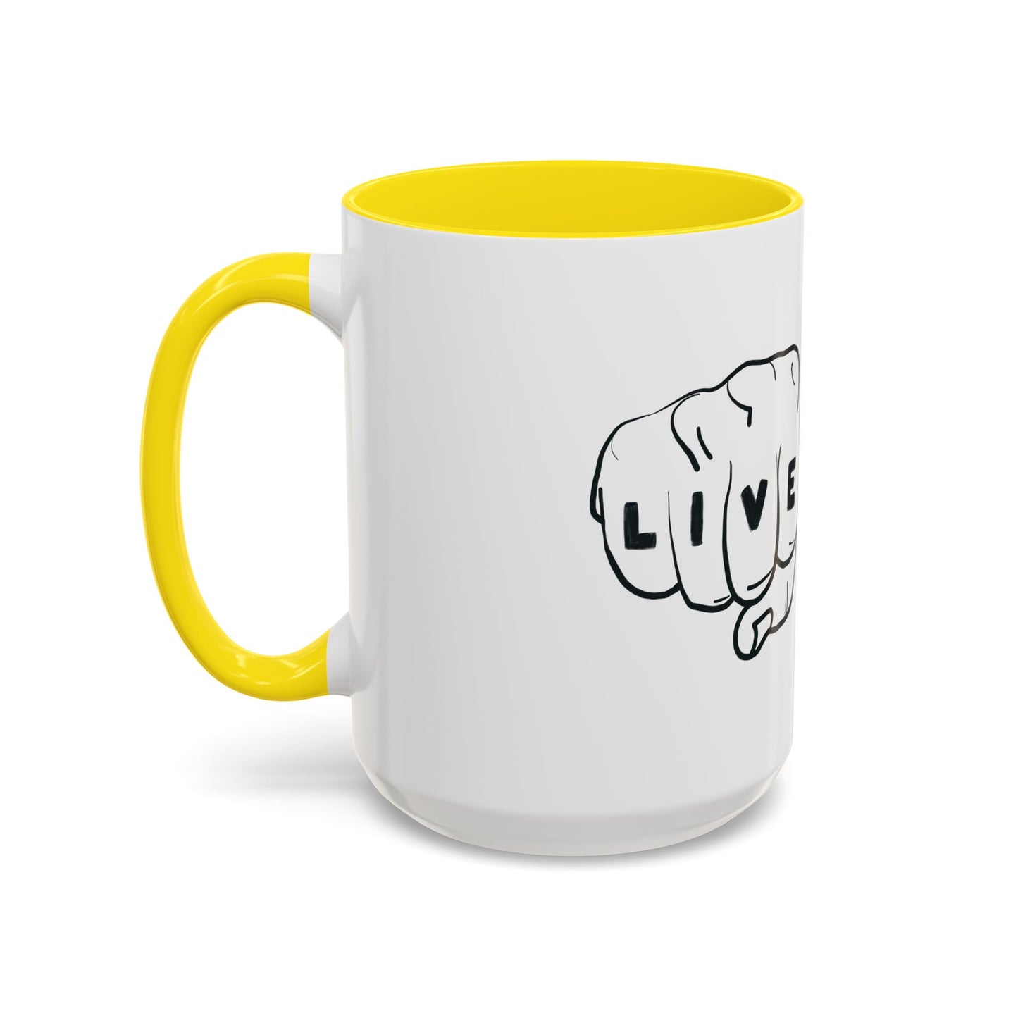 Live Loud Knuckle Tats Tattooed Fists Accent Mug