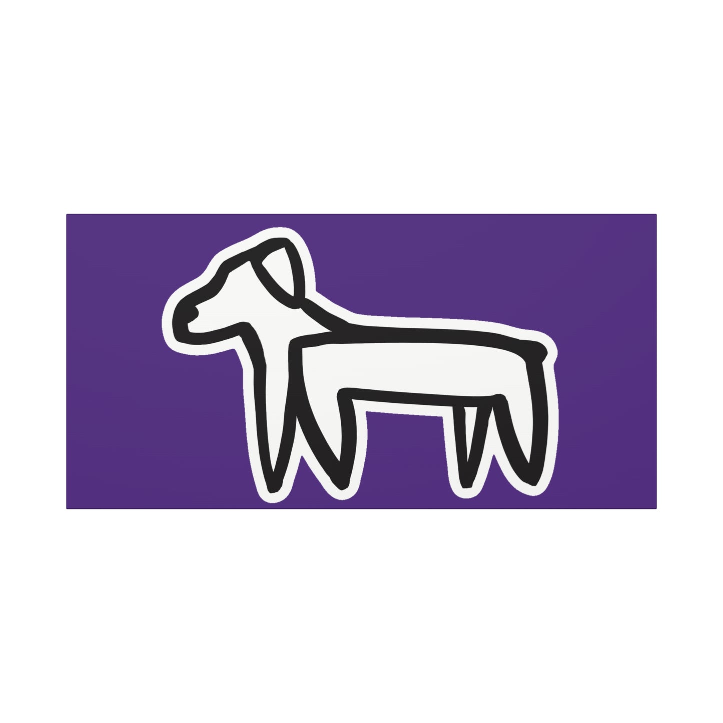 Dog Canvas Print on Purple (Sticker Style White Dog) - Dog Art Print