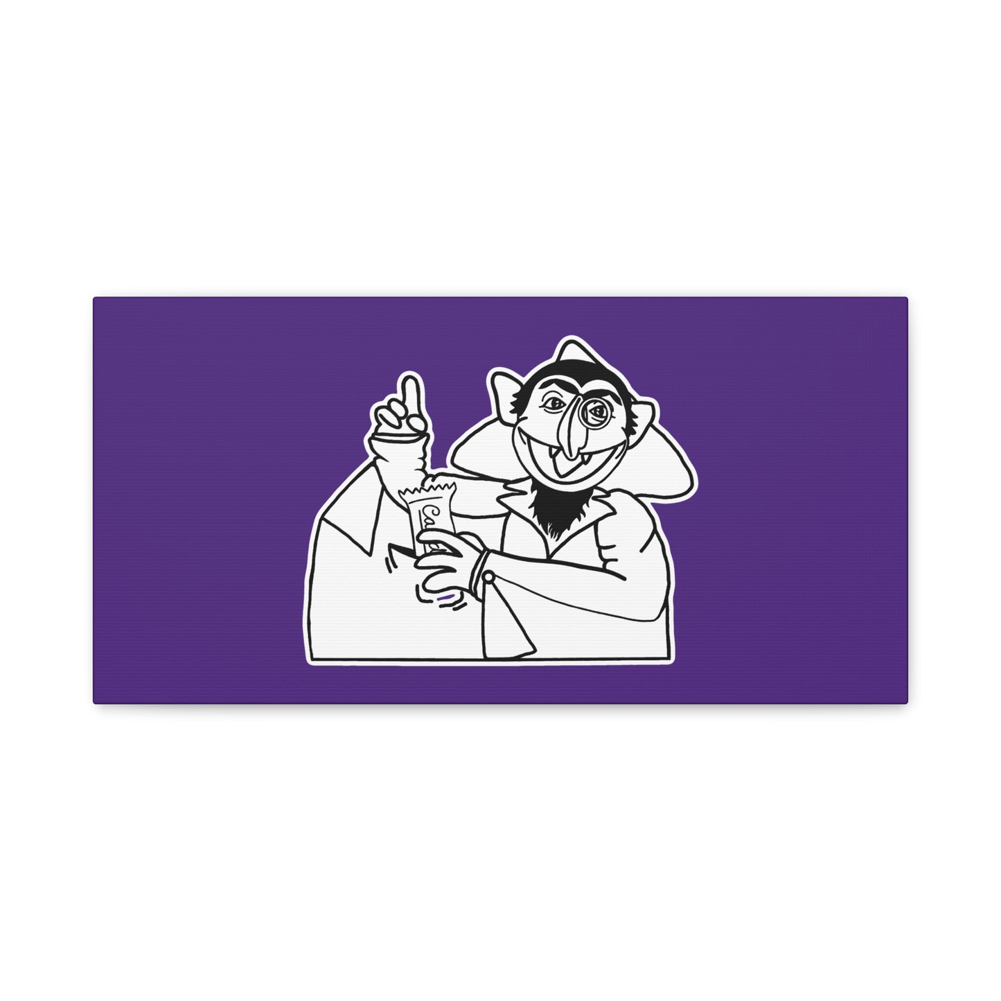 The Count Stealing Candy Outline Canvas Print Purple - Sesame Street The Count Parody Art