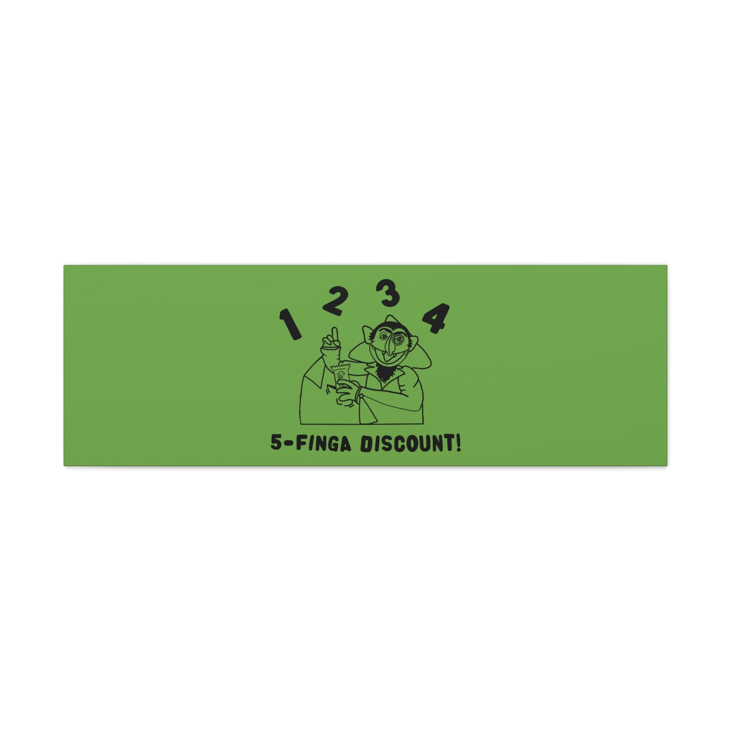 Five Finger Discount Outline Canvas Print Green - Sesame Street The Count Parody Art Print