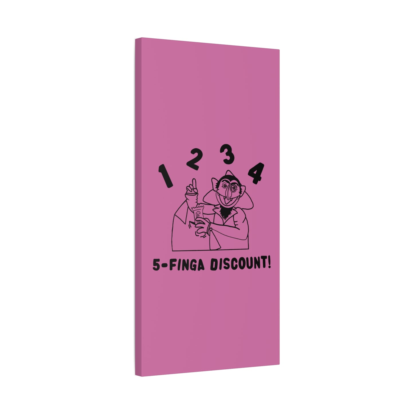 Five Finger Discount Outline Canvas Print Light Pink - Sesame Street The Count Parody Art Print