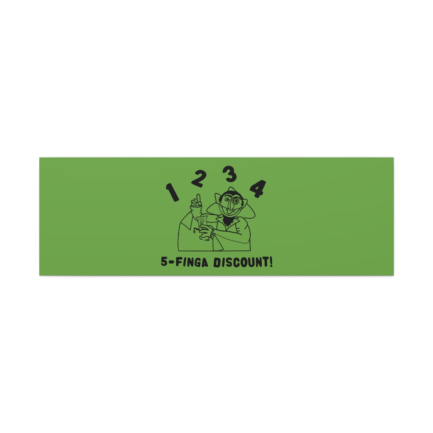 Five Finger Discount Outline Canvas Print Green - Sesame Street The Count Parody Art Print