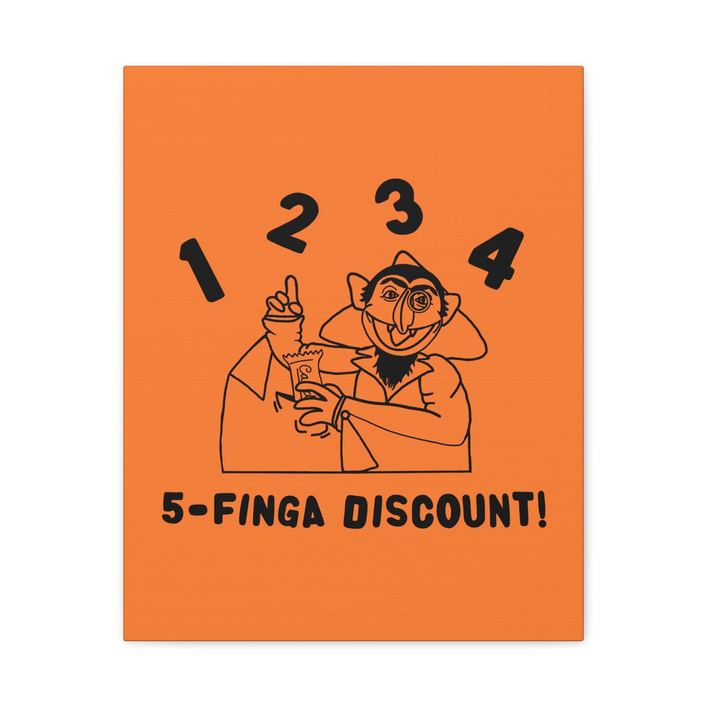 Five Finger Discount Outline Canvas Print Light Orange - Sesame Street The Count Parody Art Print